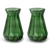 2x Stuks Bloemenvazen - groen/transparant glas - H18 x D11.5 cm - Vazen