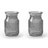 2x Stuks Bloemenvazen - smoke grijs/transparant glas - H20 x D12.5 cm - Vazen