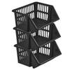 Mand/organizer - 3x - stapelbaar - zwart - 35 x 29 x 27 cm - Opbergmanden