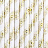 Drinkrietjes - papier - 50x - wit/goud bloemen - 19,5 cm - rietjes - Drinkrietjes