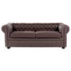 Beliani CHESTERFIELD - Driezitsbank-Bruin-Leer