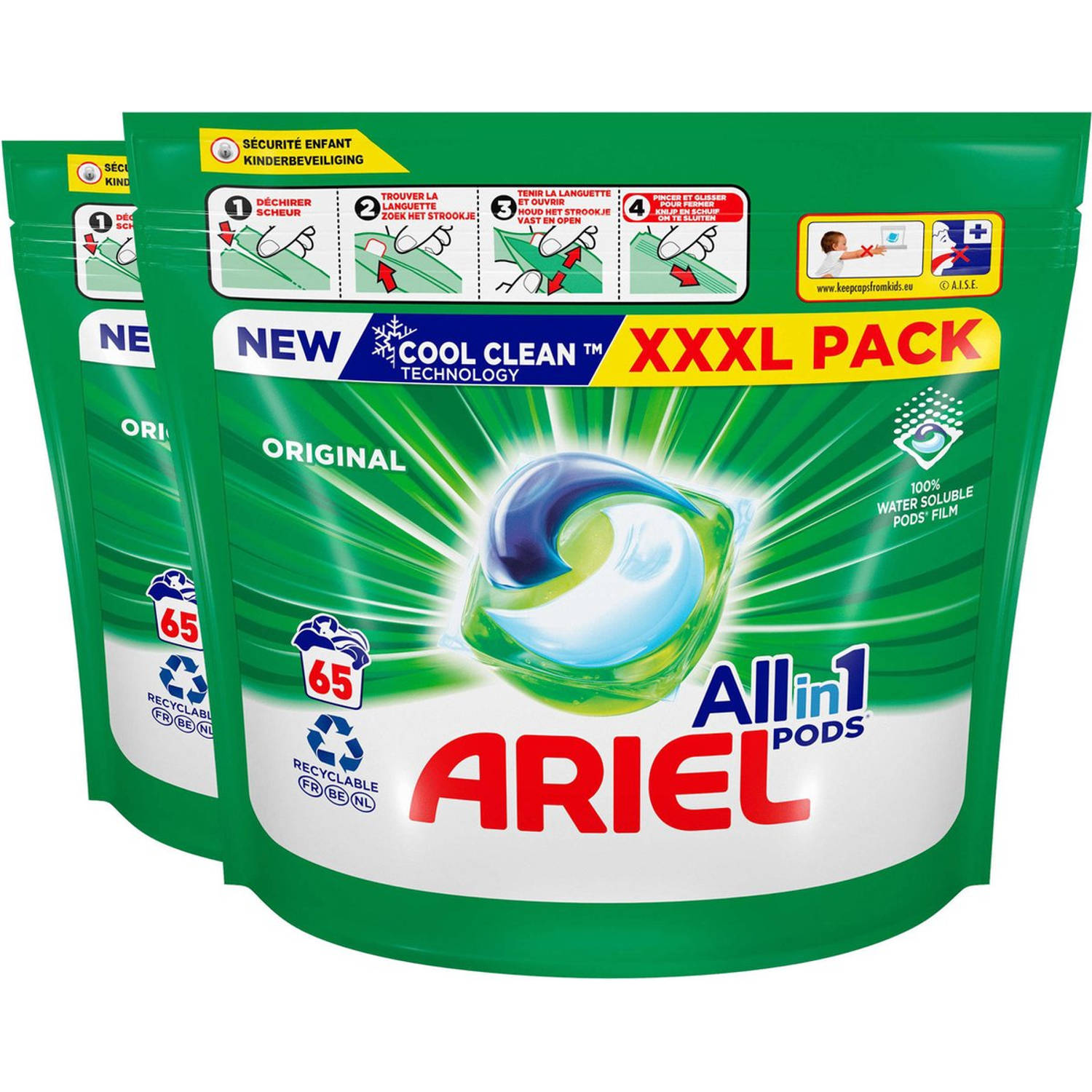 Ariel All-in-1 Pods - Original - 130 stuks / wasbeurten (2 x 65) - XXXL Pack