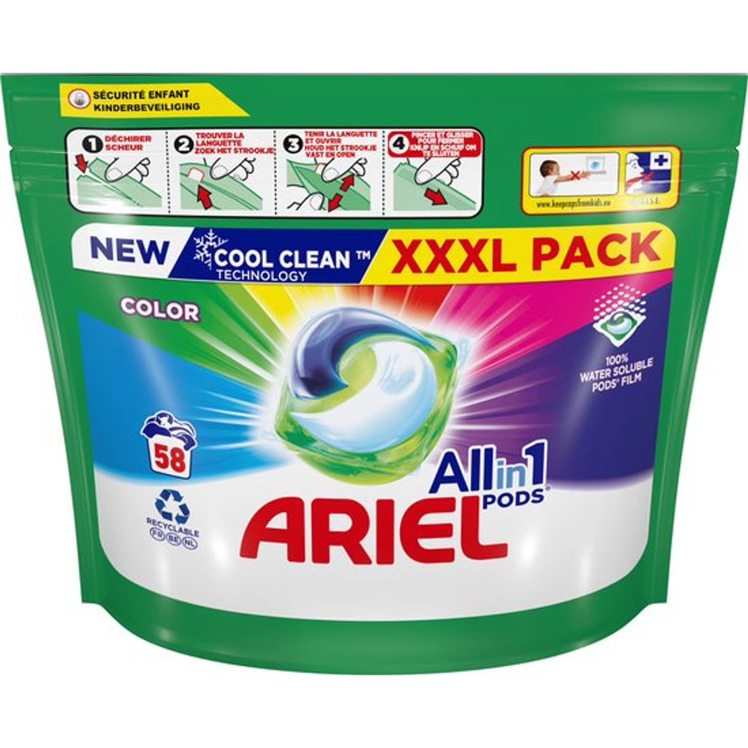 Ariel All-in-1 PODS Wasmiddelcapsules kleur 58 Wasbeurten