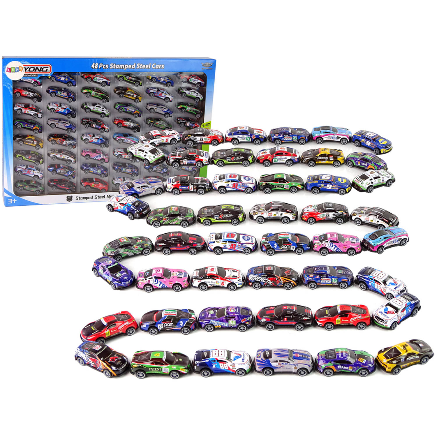 XXL 48-delige metalen auto set met pull back functie - Auto speelgoed voor jongens en meisjes - WRC rally auto's - Schaal 1:87