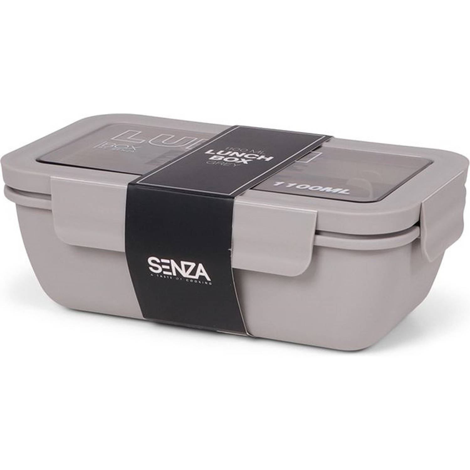 Leidingen Inwoner Belichamen SENZA Lunchbox met bestek - 2 vakken - 1100 ml - Grijs | Blokker