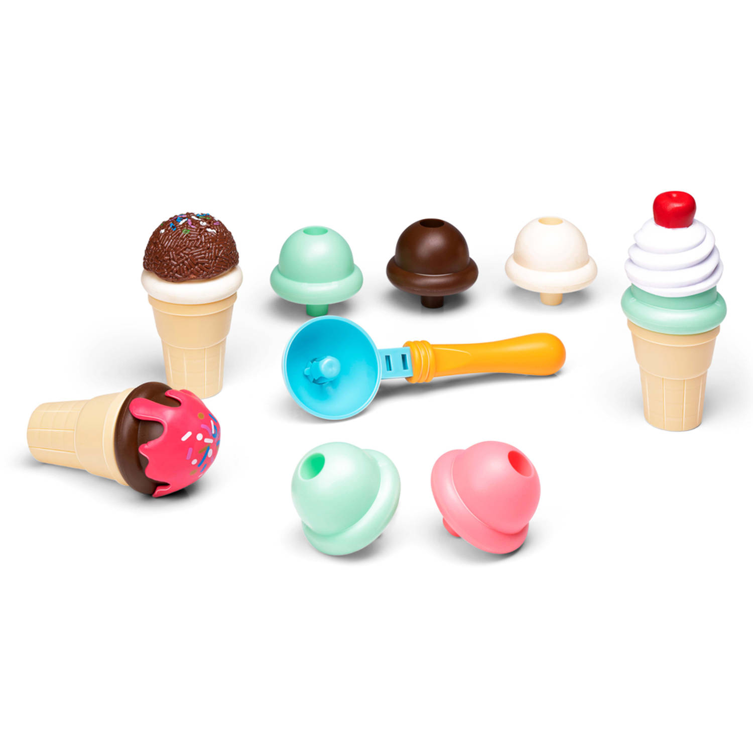 Eddy Toys Speelgoed Ijsjes Set 15 Stuks Verwisselbaar Met Ijsschep Vrolijke Kleuren