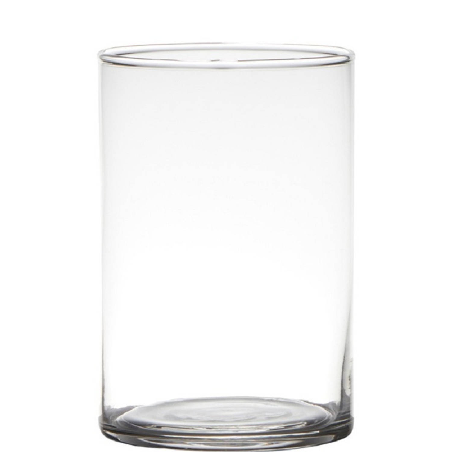 Transparante home-basics cylinder vorm vaas/vazen van glas 15 x 10 cm - Vazen