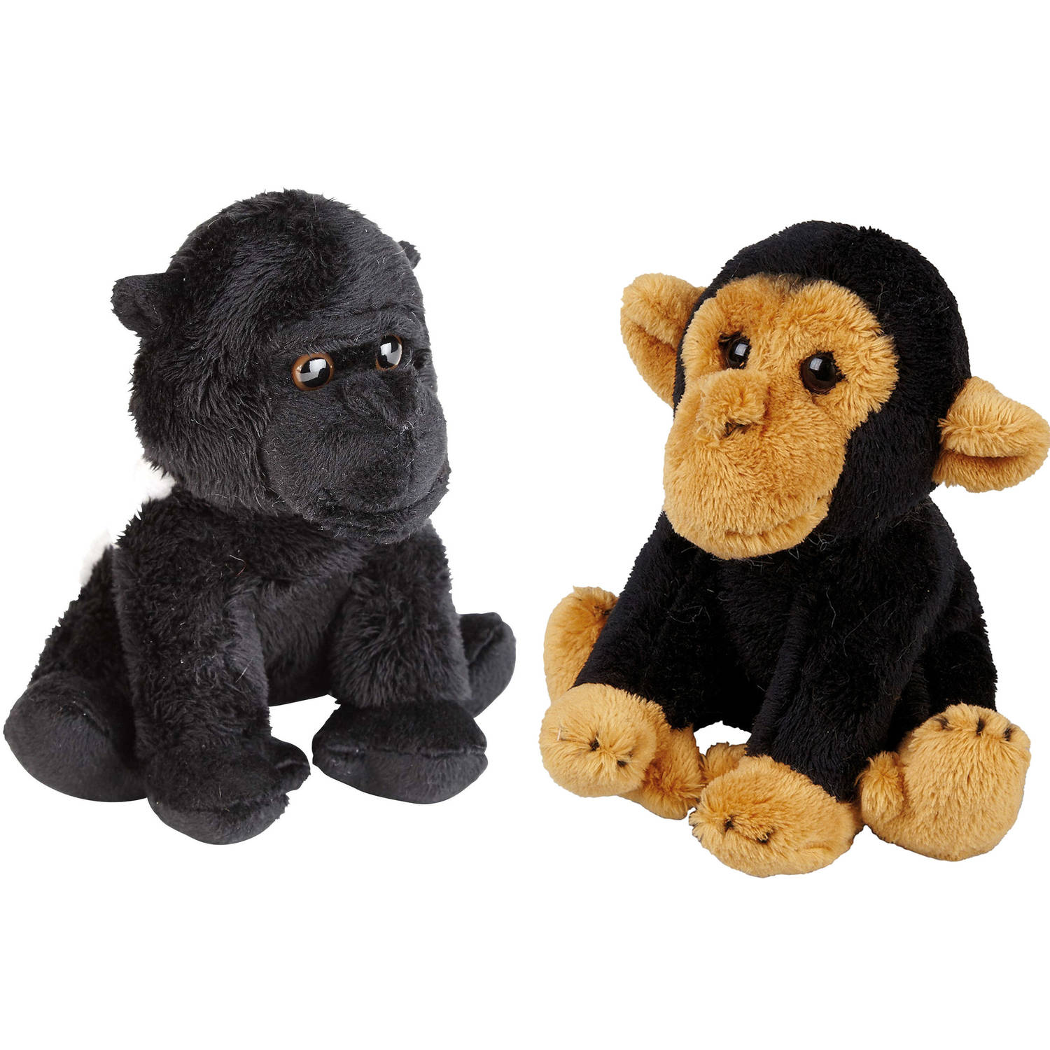 Apen Serie Zachte Pluche Knuffels 2x Stuks Gorilla En Chimpansee Aap Van 15 Cm Knuffel Bosdieren