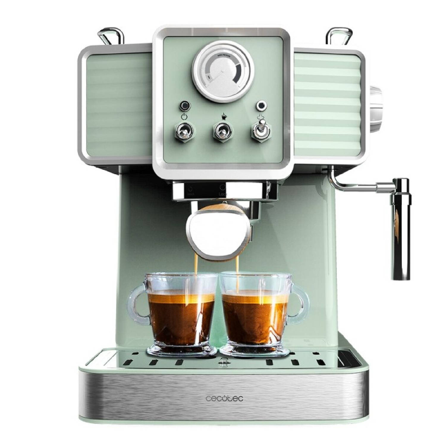 Cecotec Express Power Espresso 20 Tradizionale Light Green, 1350 W, espresso en cappuccino, 20 bars en thermoblok, verdamper, ma