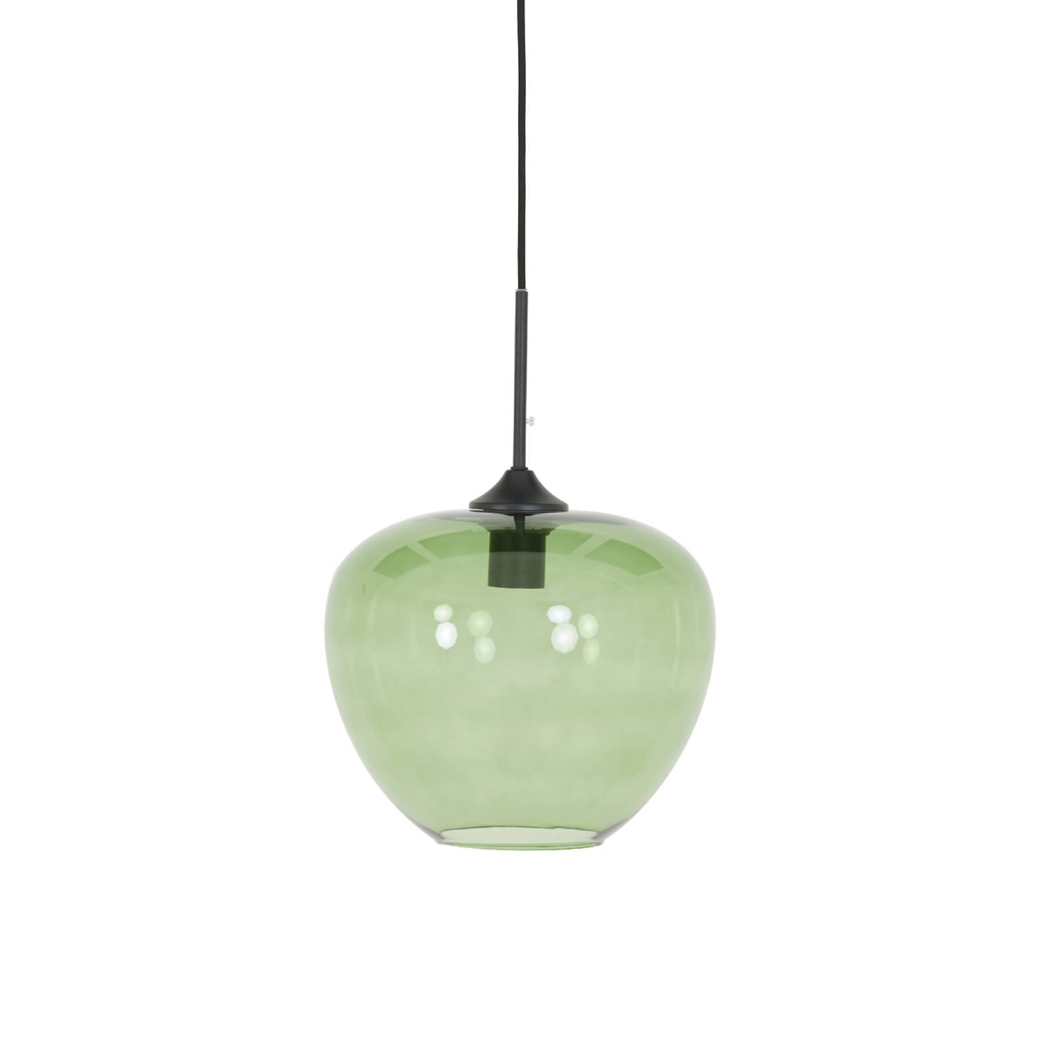 Light&living Hanglamp Ø30x25 Cm Mayson Glas Groen-mat Zwart