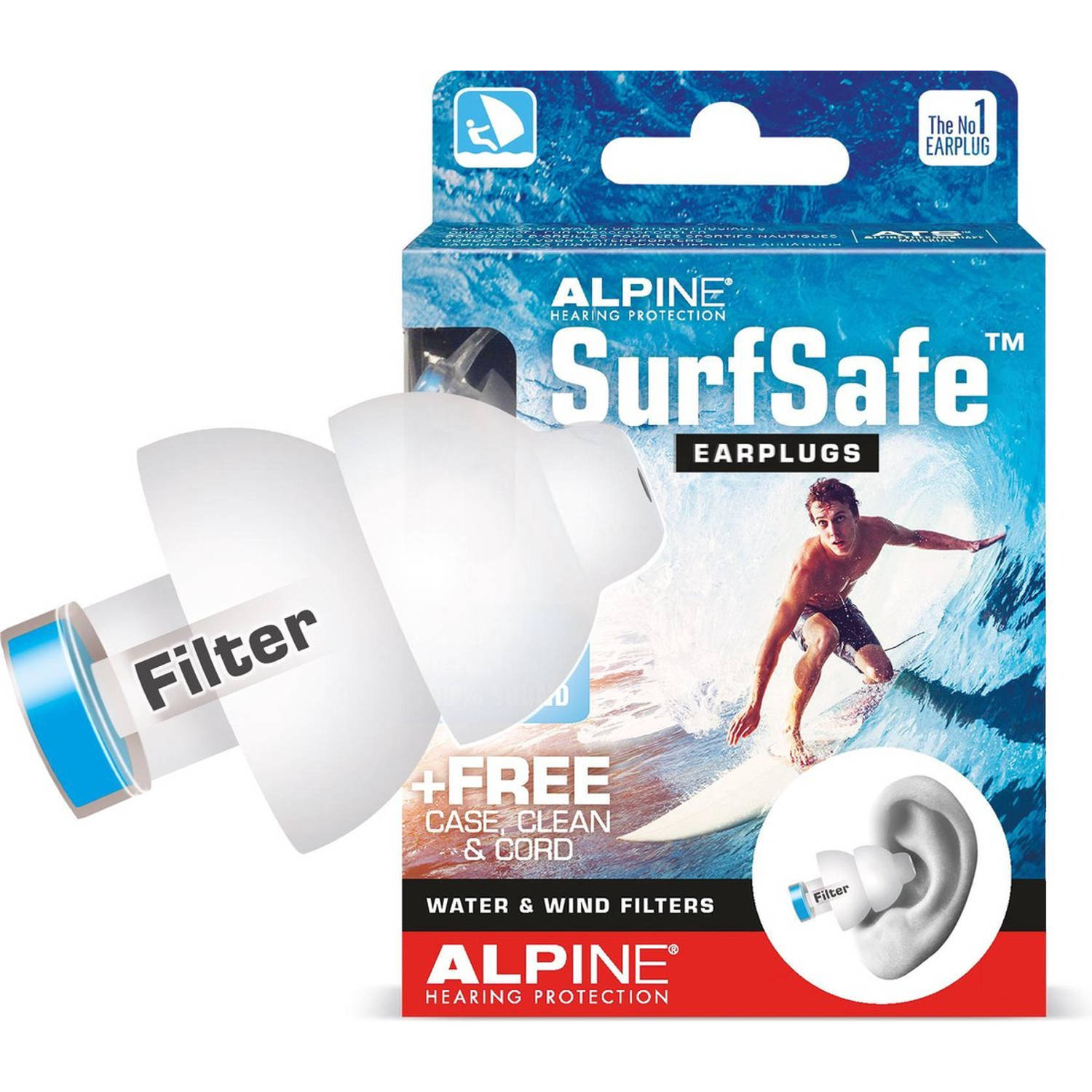 Alpine SurfSafe - Surf oordoppen - Watersport - Gehoorbescherming - Transparant - 1 paar