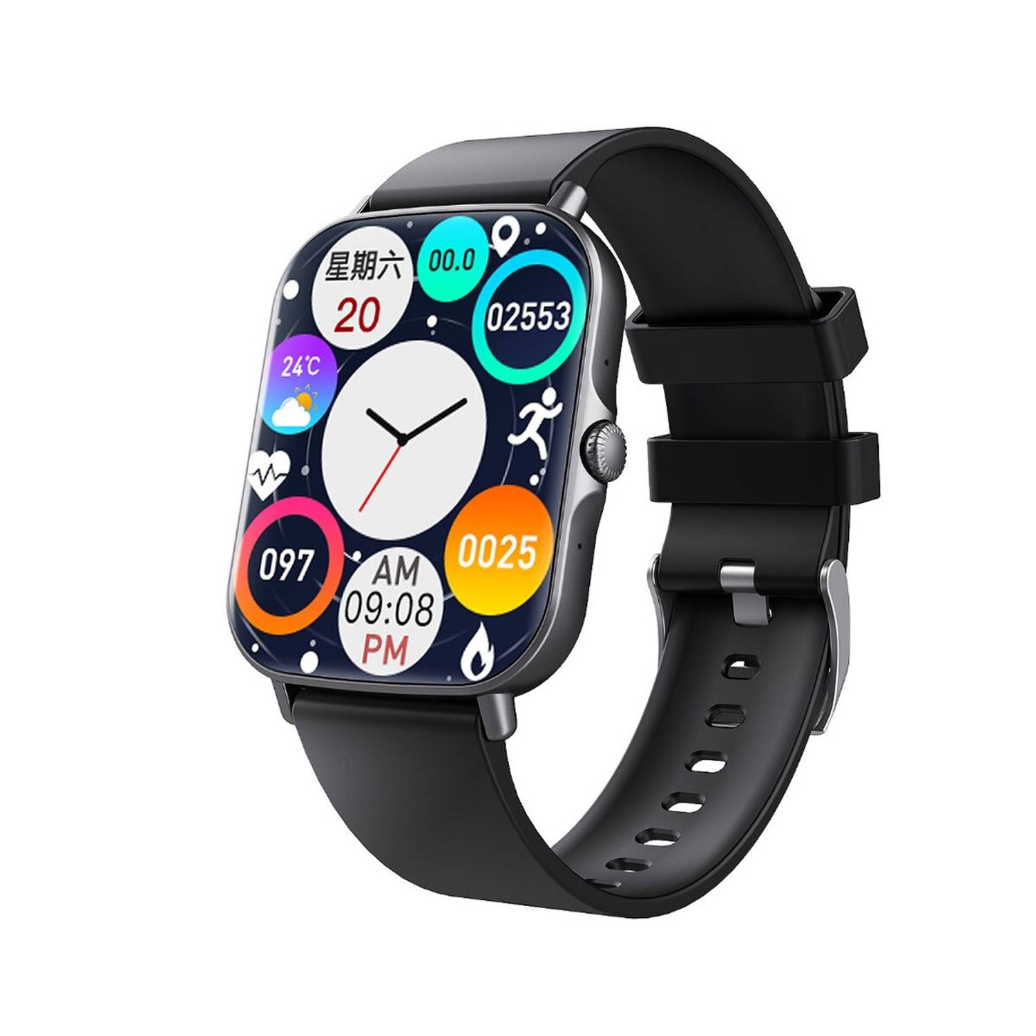 Smartwatch F107-BLACK Zwart