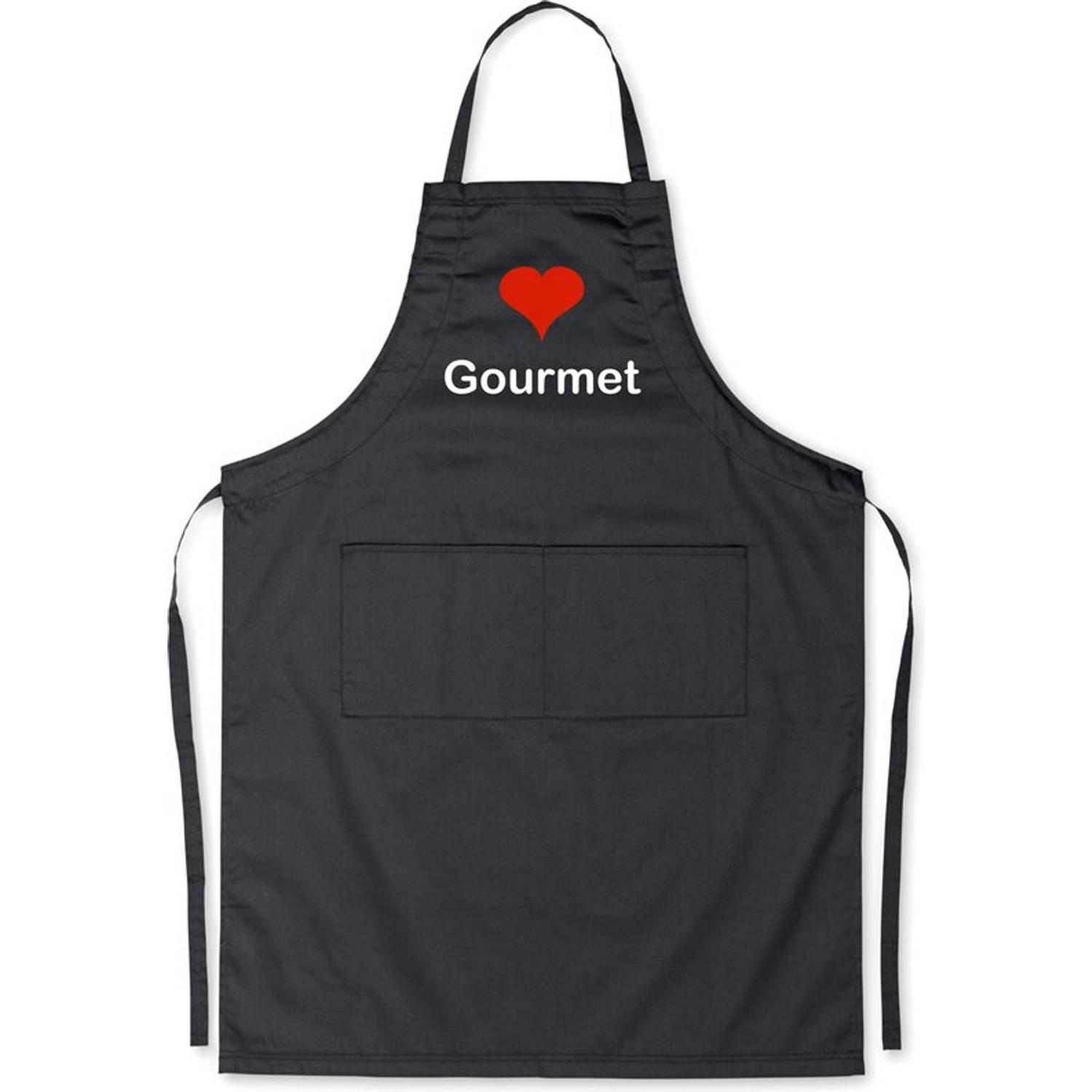 Benza Schort I Love Gourmet Grappige-Leuke-Mooie-Luxe Keukenschort Zwart