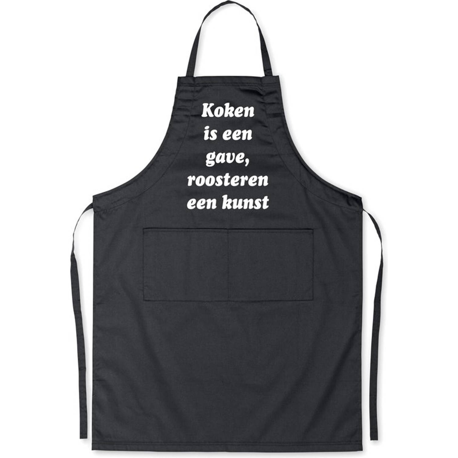 Benza Schort Koken is een gave, roosteren een kunst Grappige-Leuke-Mooie Keukenschort-Luxe Zwart