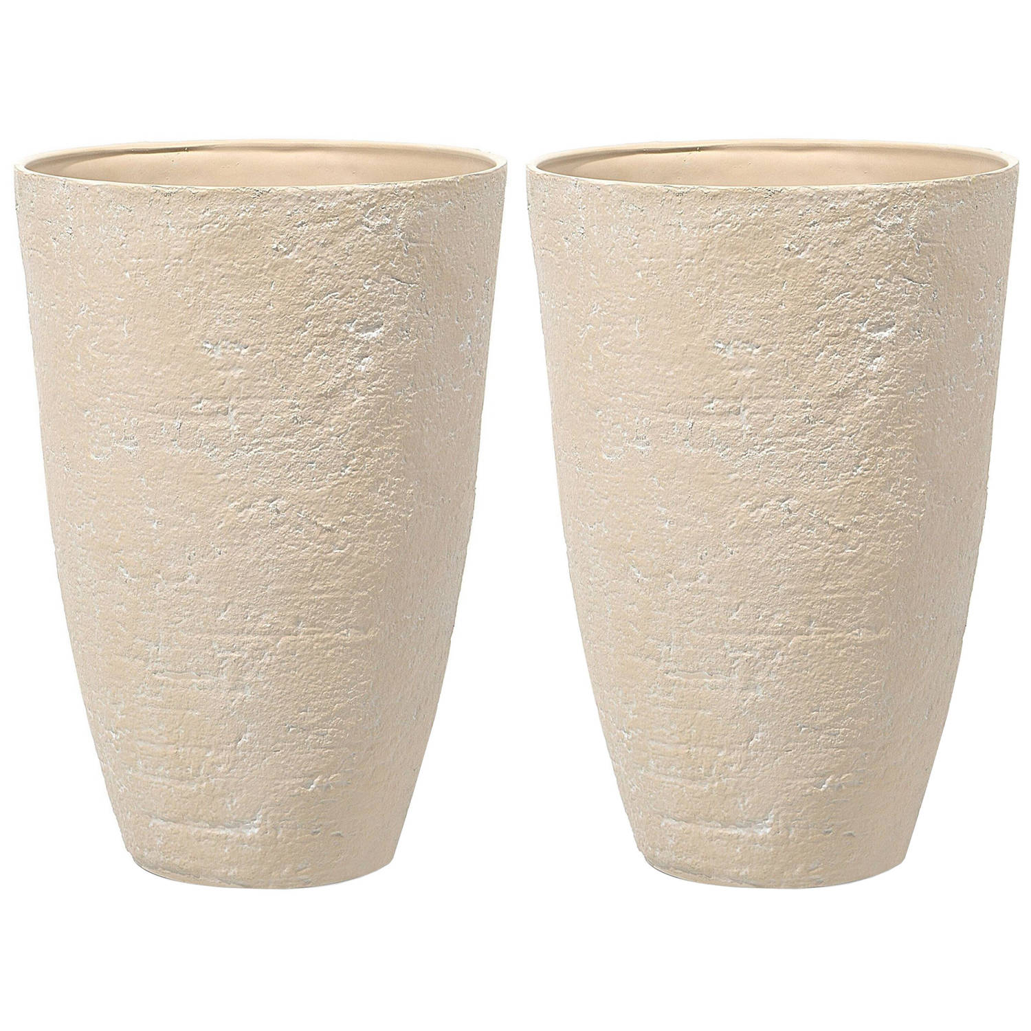 CAMIA - Bloempot set van 2 - Beige - 51 cm - Stenenmix