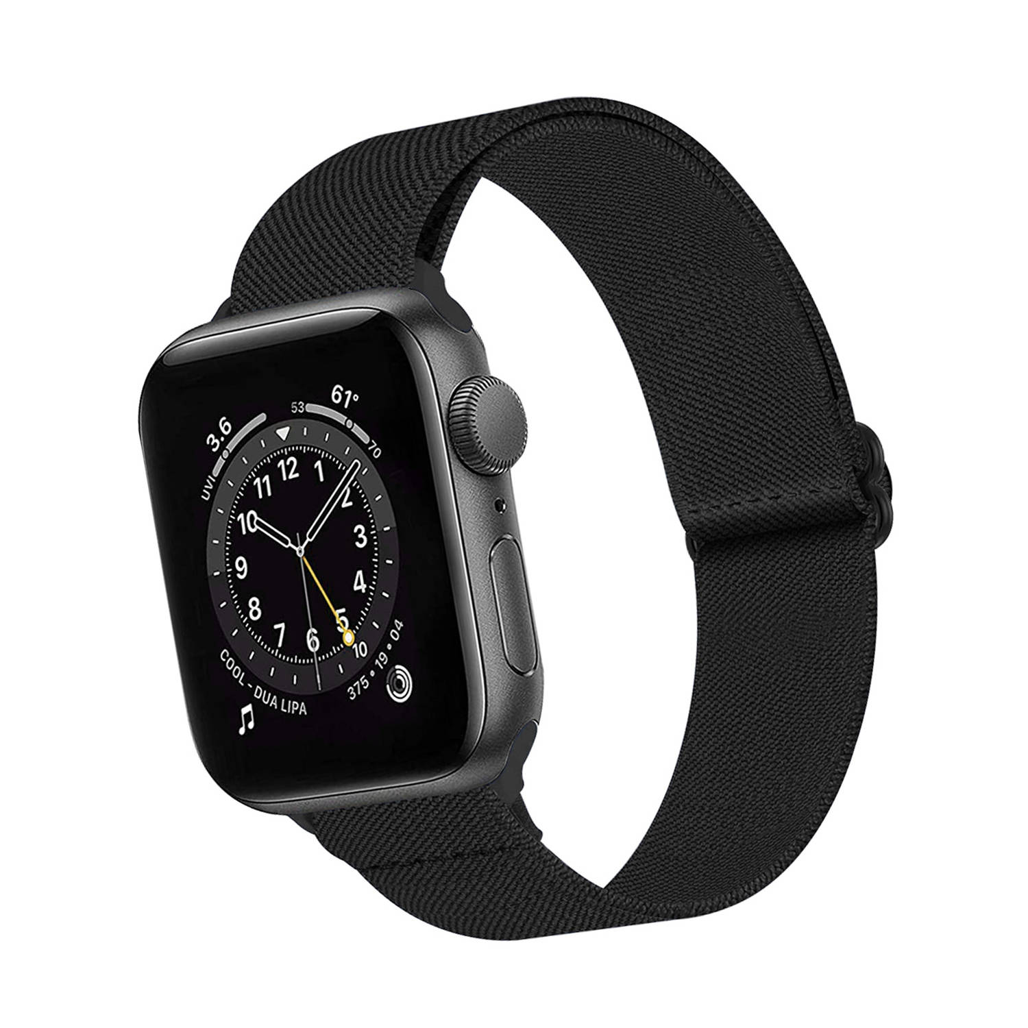 Nylon Bandje Geschikt Voor Apple Watch Bandje 42/44/45 mm - Horloge Band Verstelbare Gesp Polsband Geschikt Voor Apple Watch 1-8 / SE - 42/44/45 mm - Zwart