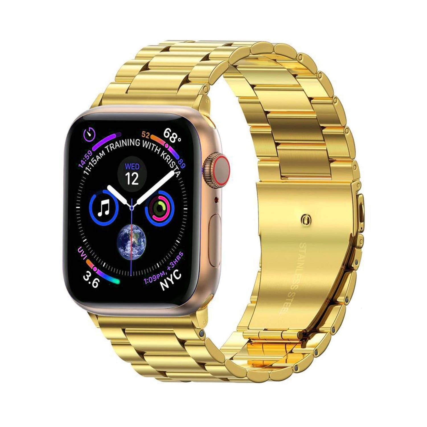 Metalen Bandje Geschikt Voor Apple Watch Bandje 38/40/41 mm - Horloge Band Schakel Polsband Geschikt Voor Apple Watch 1-8 / SE - 38/40/41 mm - Goud