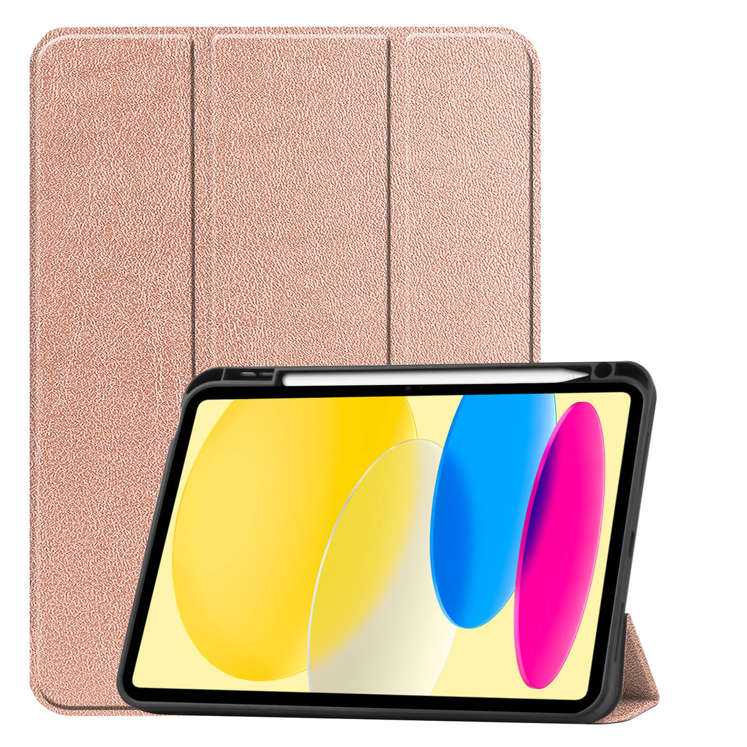 Basey Ipad 10 Hoes Case Hoesje Hard Cover Ipad 10 2022 Hoesje Bookcase Uitsparing Apple Pencil Rosƒ©