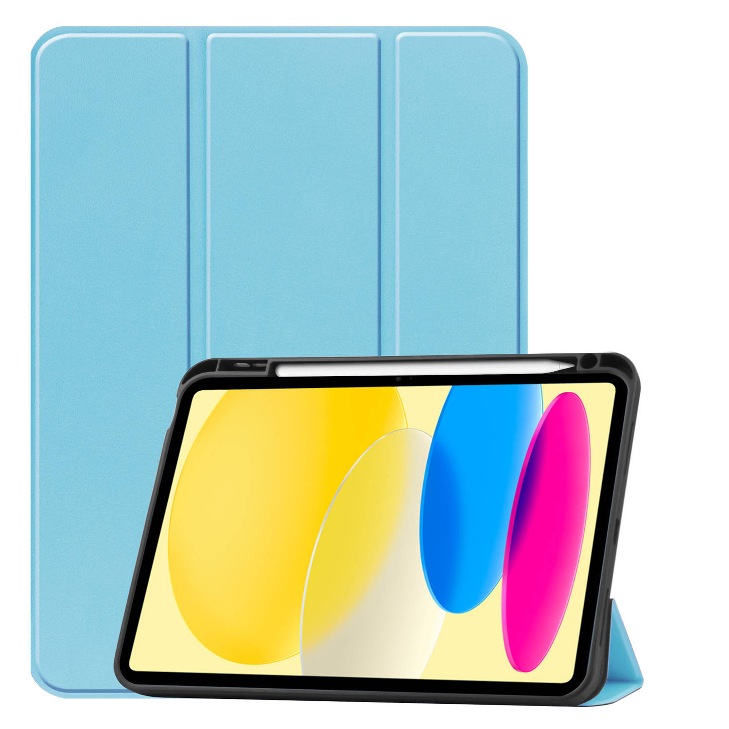 iPad 10 Hoes Case Hoesje Hard Cover - iPad 10 2022 Hoesje Bookcase Uitsparing Apple Pencil - Licht Blauw