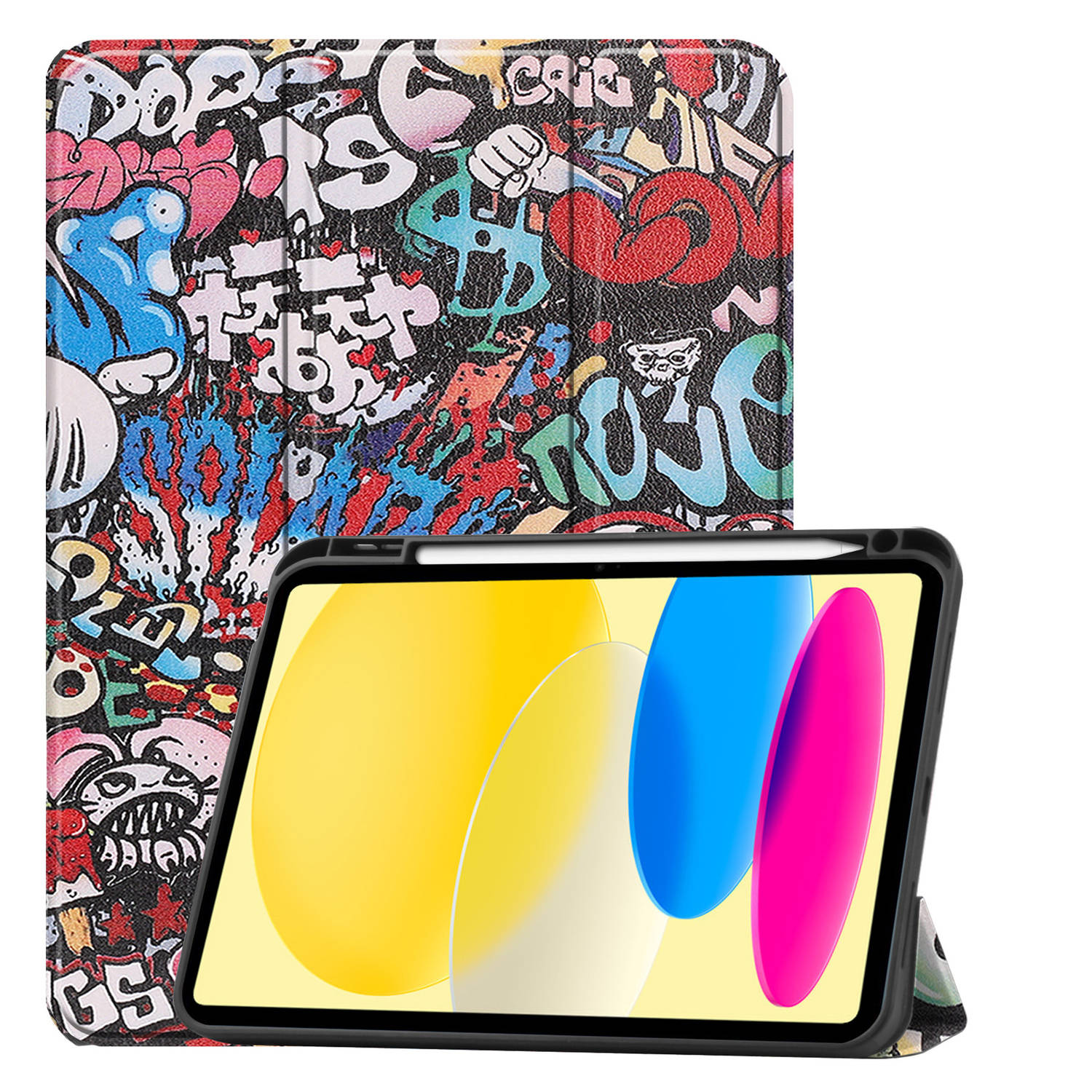 Basey Ipad 10 Hoes Case Hoesje Hard Cover Ipad 10 2022 Hoesje Bookcase Uitsparing Apple Pencil Graff