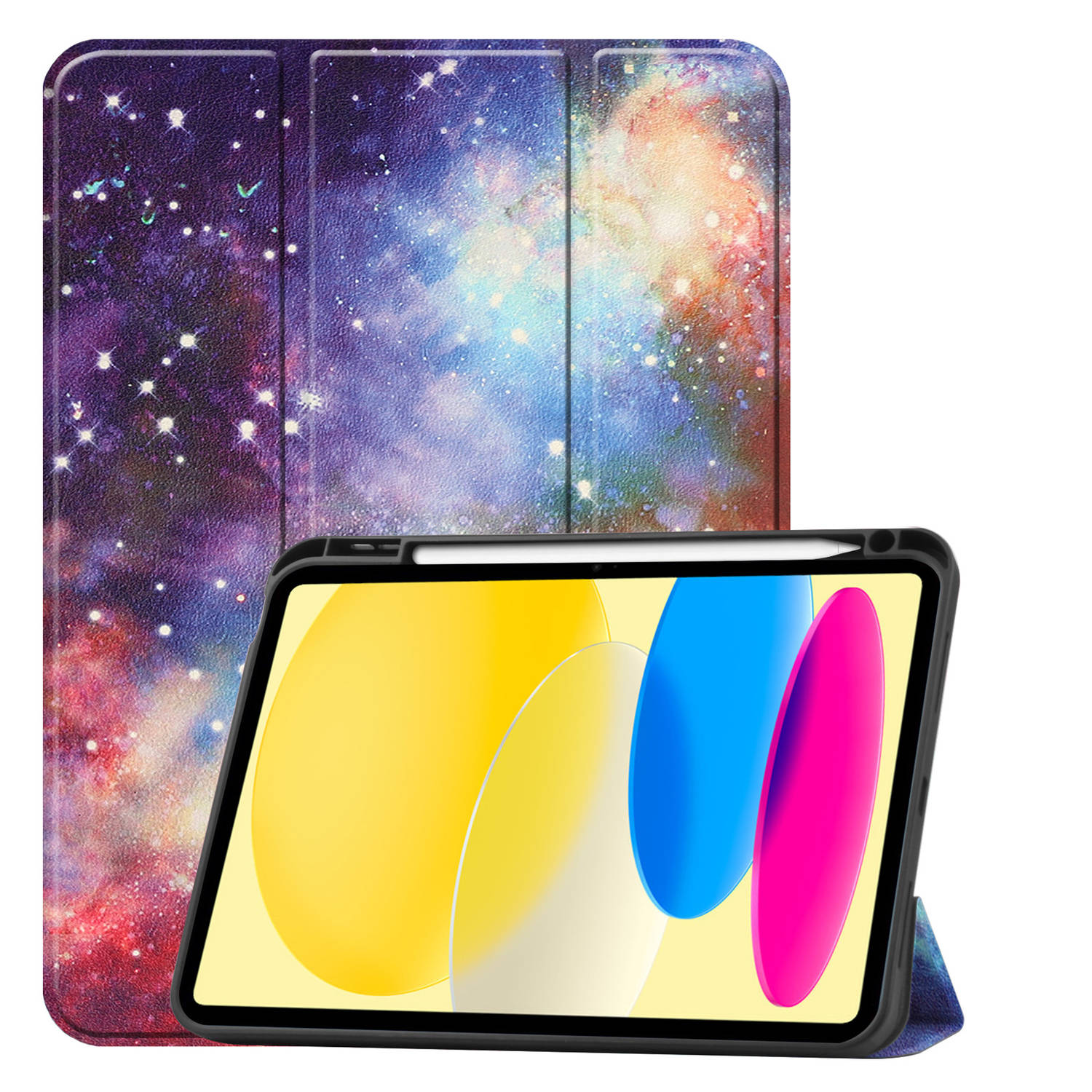 iPad 10 Hoes Case Hoesje Hard Cover - iPad 10 2022 Hoesje Bookcase Uitsparing Apple Pencil - Galaxy