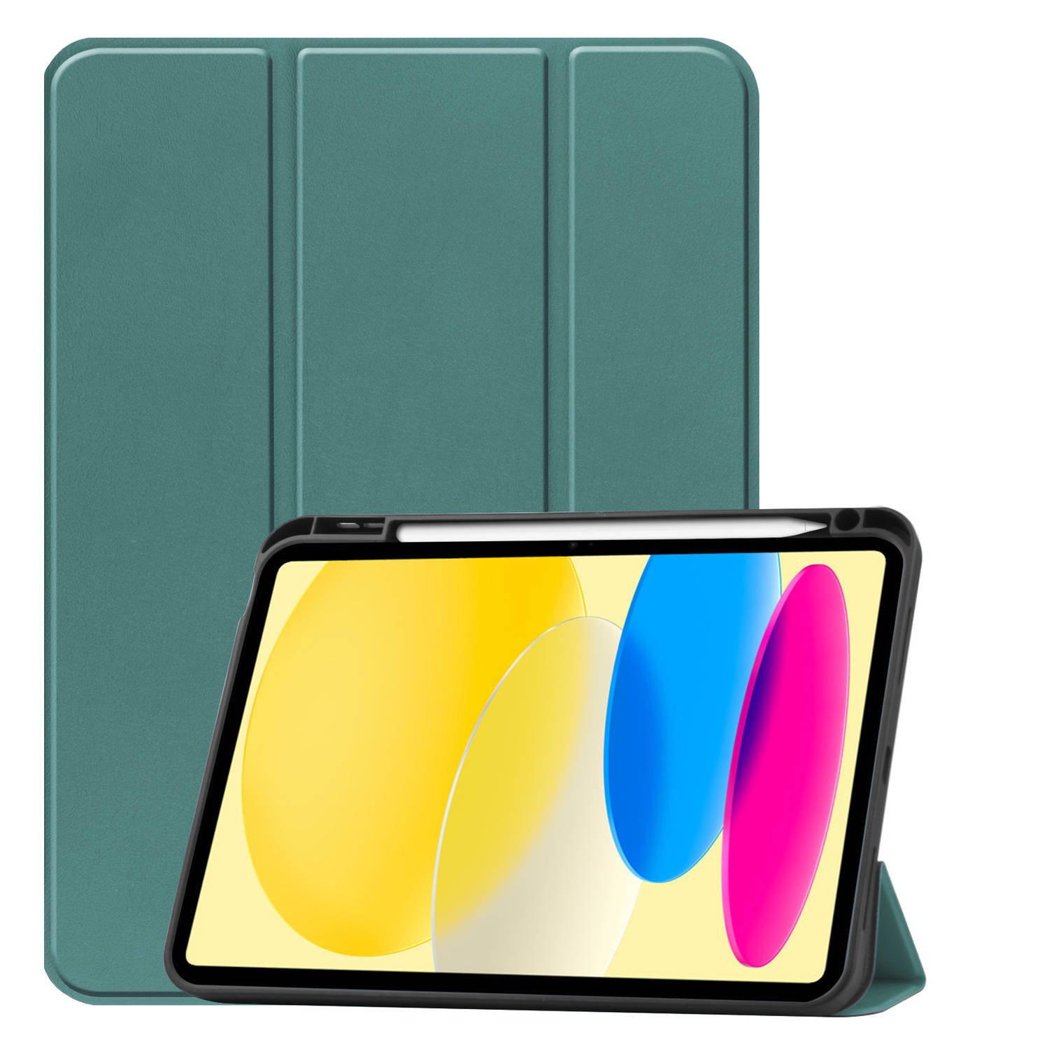 iPad 10 Hoes Case Hoesje Hard Cover - iPad 10 2022 Hoesje Bookcase Uitsparing Apple Pencil - Donker Groen