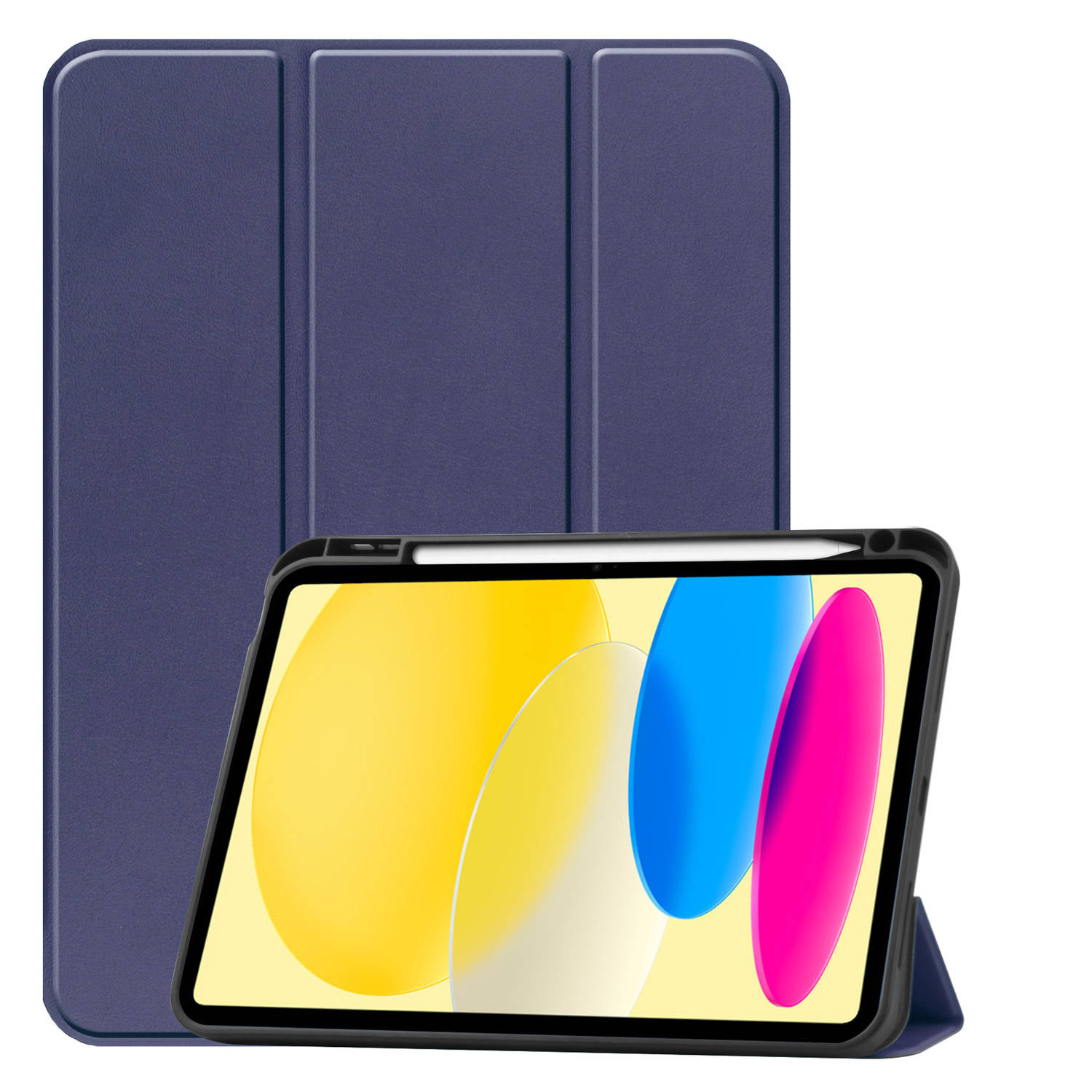 iPad 10 Hoes Case Hoesje Hard Cover - iPad 10 2022 Hoesje Bookcase Uitsparing Apple Pencil - Donker Blauw