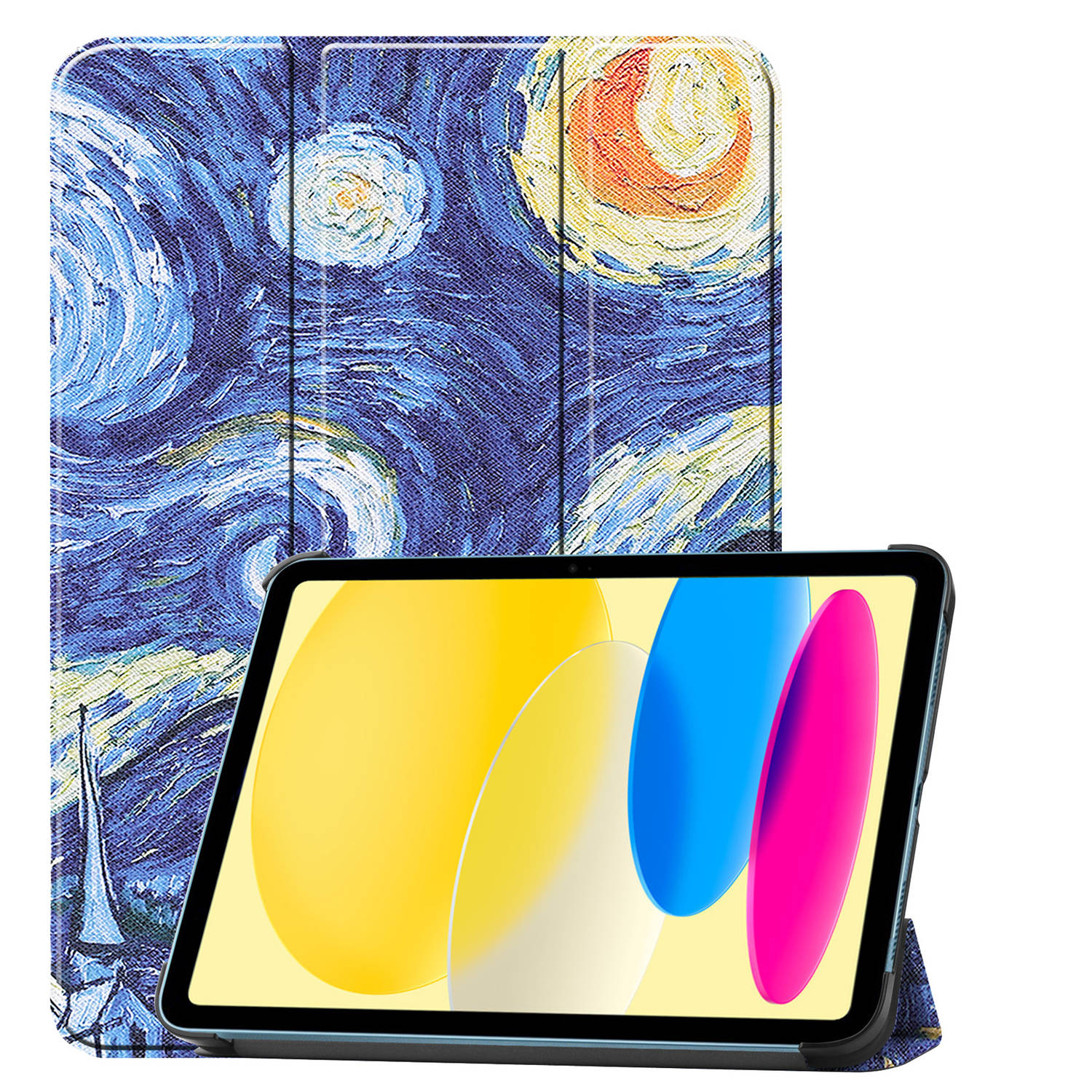Basey iPad 10 2022 Hoes Case Hoesje Hard Cover - iPad 10 Hoesje Bookcase - Sterrenhemel