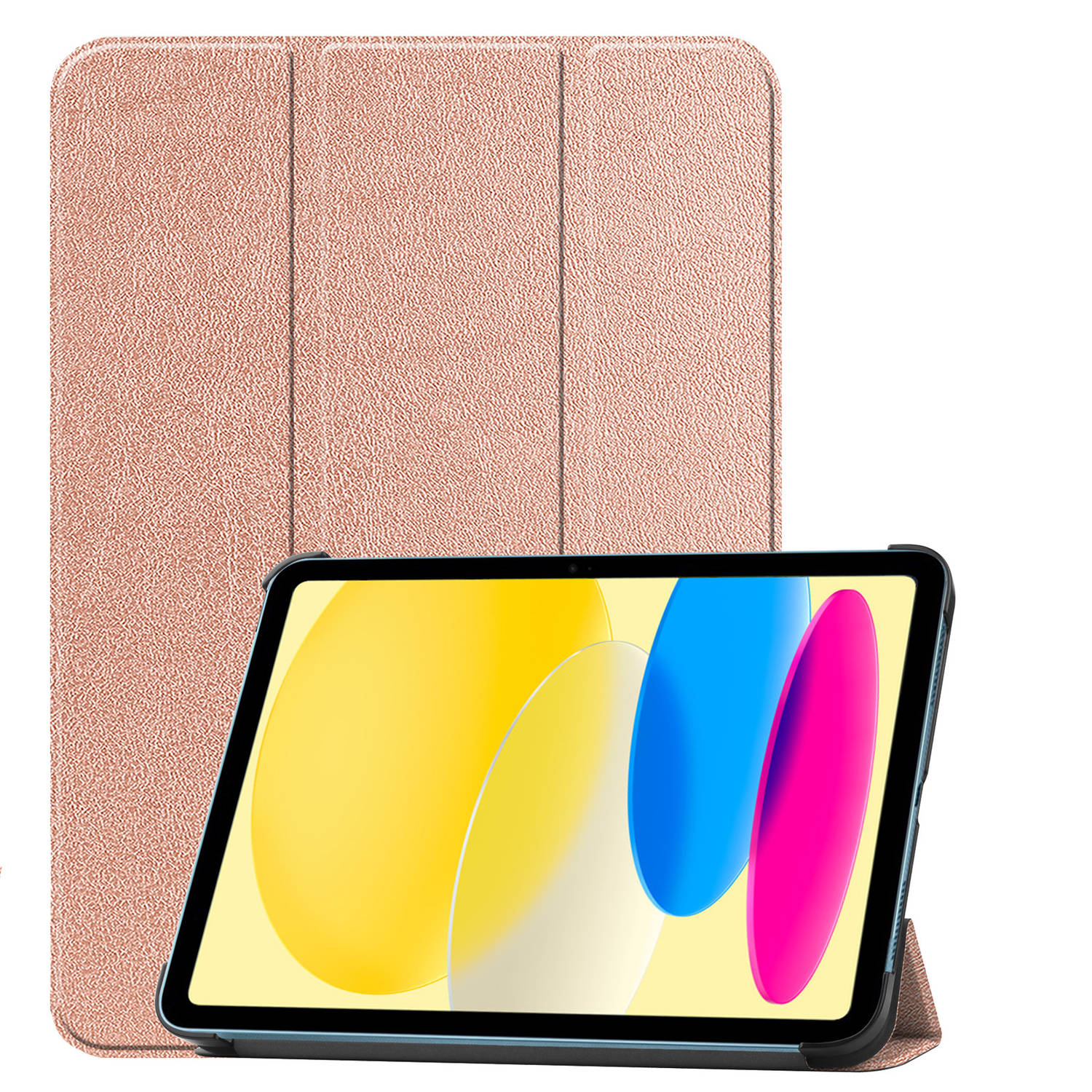 Basey iPad 10 2022 Hoes Case Hoesje Hard Cover - iPad 10 Hoesje Bookcase - Rose Goud