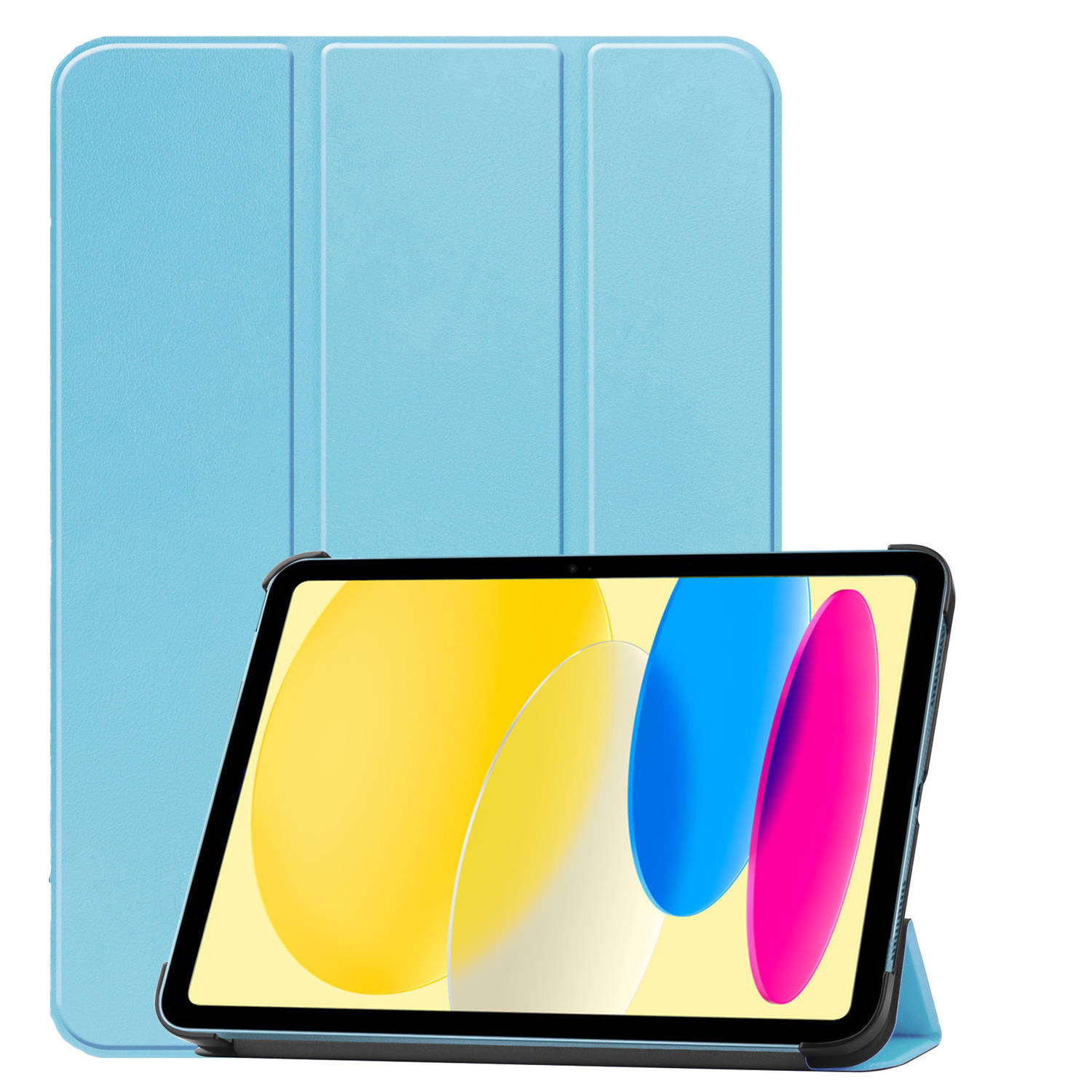 Basey Ipad 10 2022 Hoes Case Hoesje Hard Cover Ipad 10 Hoesje Bookcase Licht Blauw