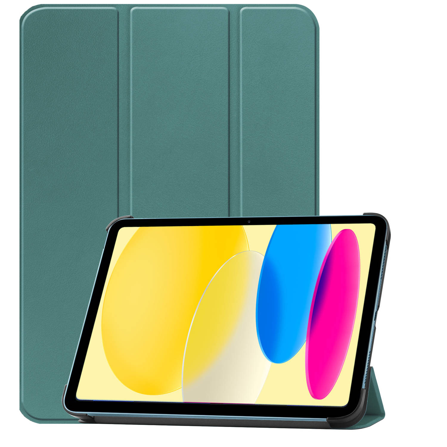 Basey iPad 10 2022 Hoes Case Hoesje Hard Cover - iPad 10 Hoesje Bookcase - Donker Groen