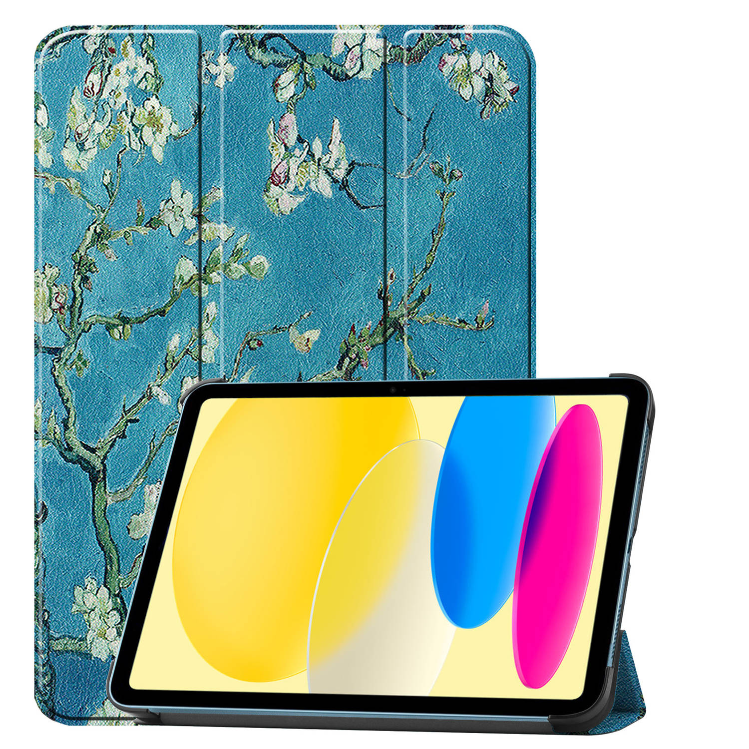 Basey iPad 10 2022 Hoes Case Hoesje Hard Cover - iPad 10 Hoesje Bookcase - Bloesem