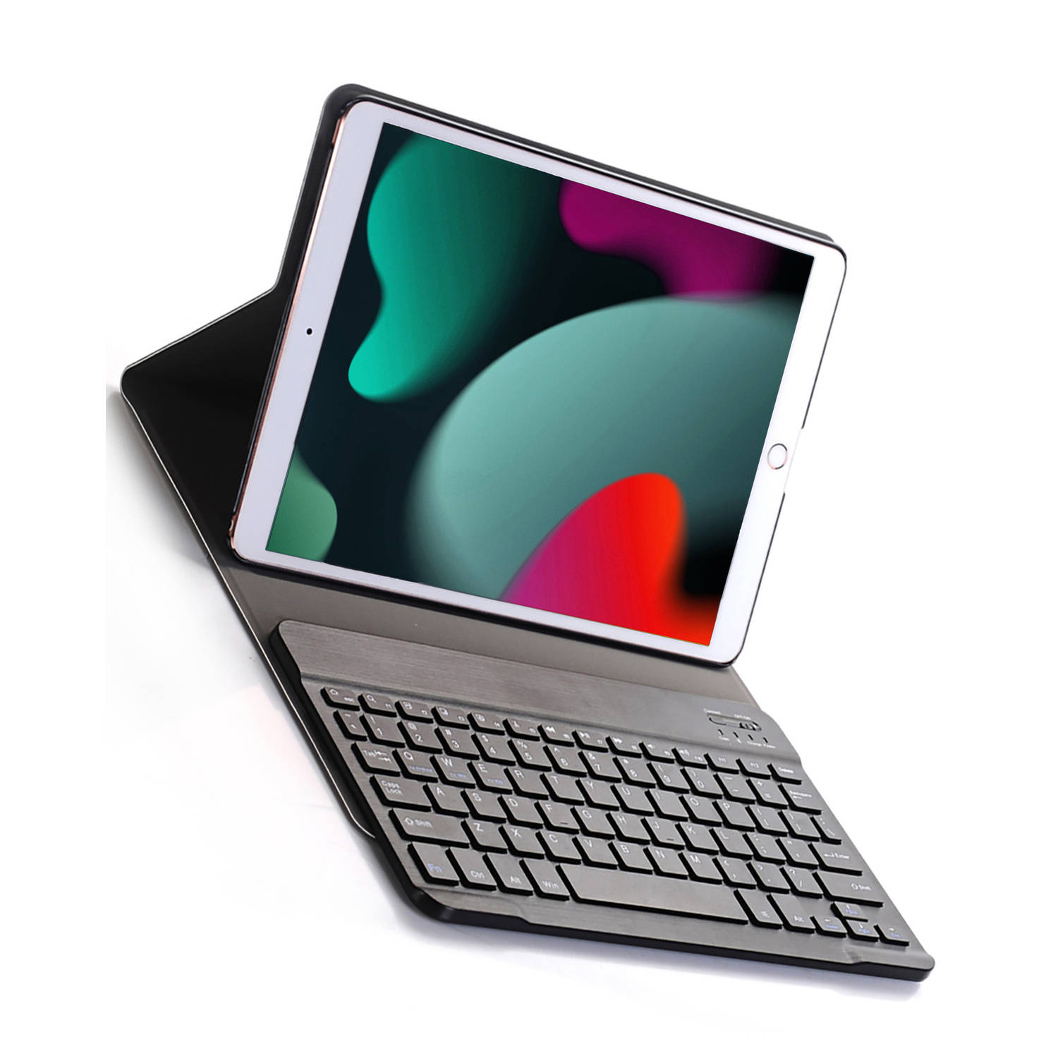 Basey iPad 10.2 2021 Hoes Toetsenbord Hoesje Keyboard Case Cover - Zwart