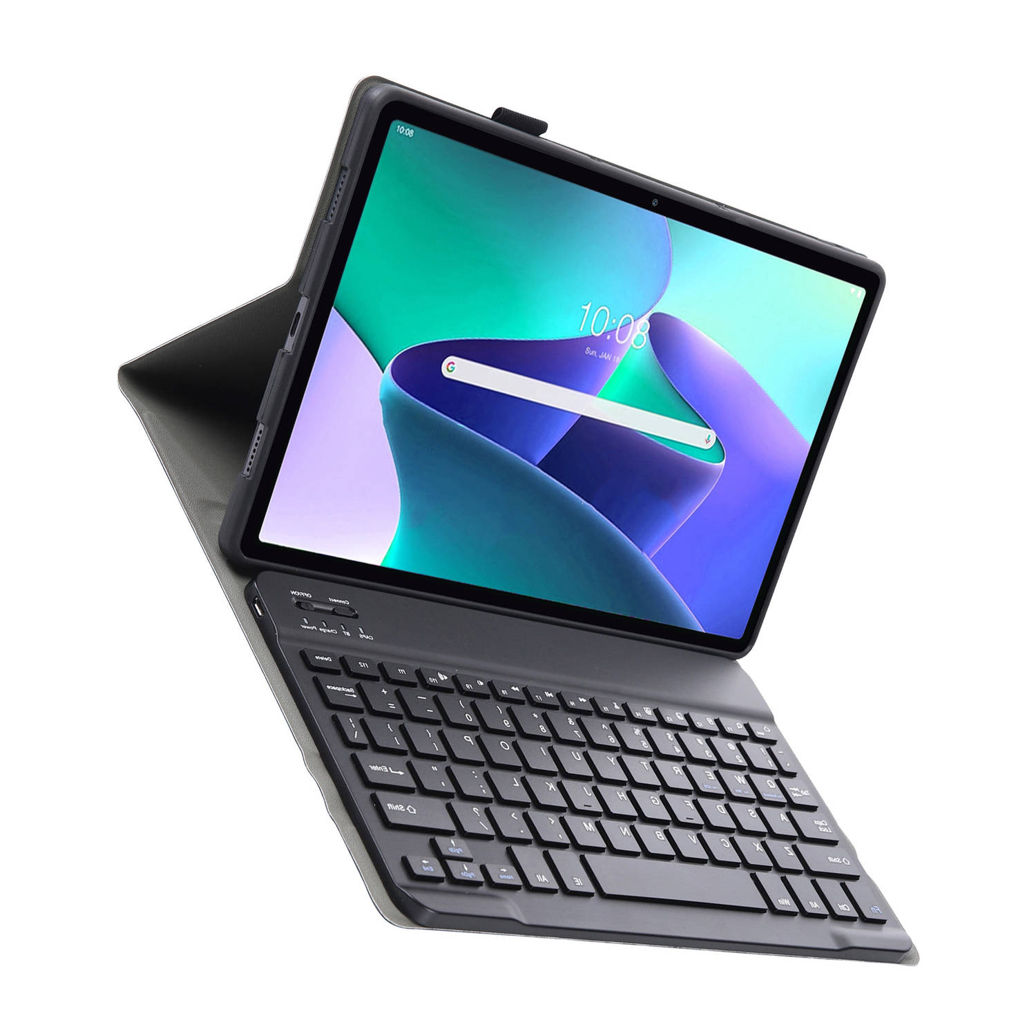 Basey Lenovo M10 Plus (3e Generatie) Hoes Toetsenbord Hoesje Keyboard Case Cover Zwart