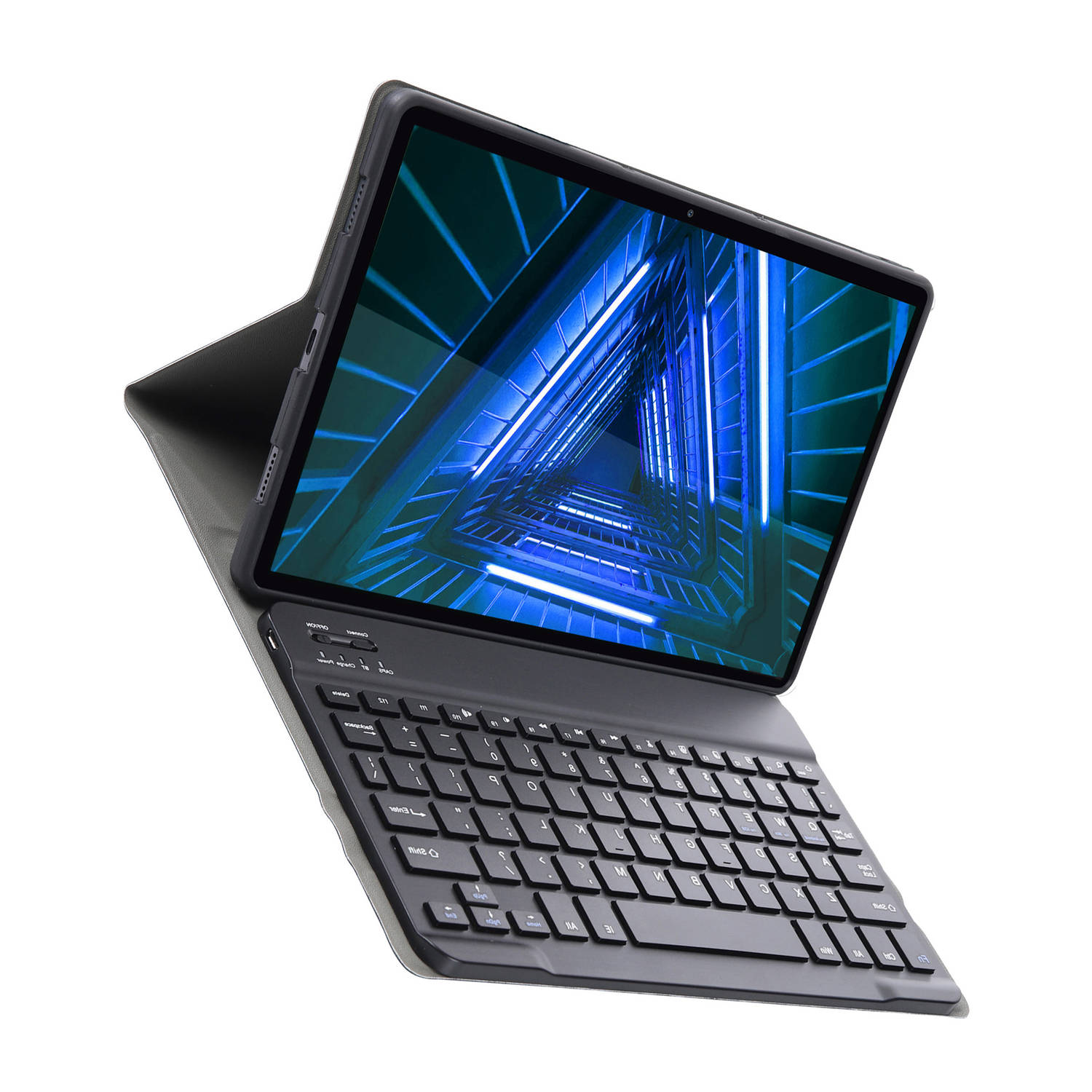 Basey Lenovo M10 Fhd Plus (2e Generatie) Hoes Toetsenbord Hoesje Keyboard Case Cover Zwart