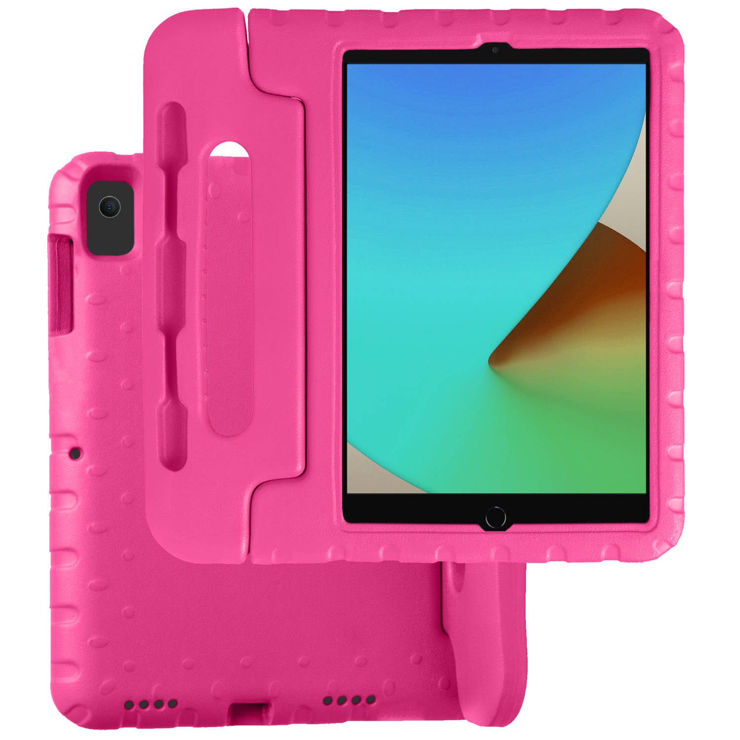 iPad 10.2 2021 Hoesje Kinder Hoes Shockproof Cover - Kindvriendelijke iPad 10.2 2021 Hoes Kids Case - Roze