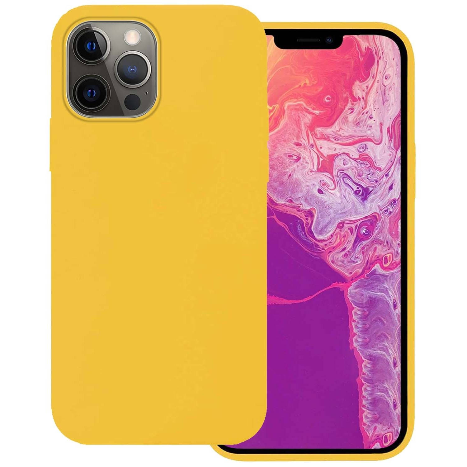 Basey Iphone 14 Pro Hoesje Siliconen Hoes Case Cover Iphone 14 Pro-geel
