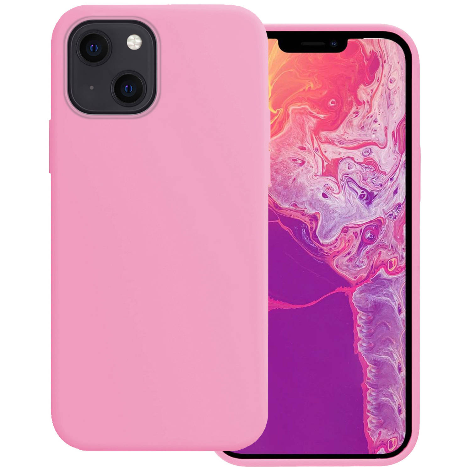 Basey Hoes voor iPhone 14 Hoesje Siliconen Back Cover Case - Hoes voor iPhone 14 Hoes Silicone Case Hoesje - Licht Roze