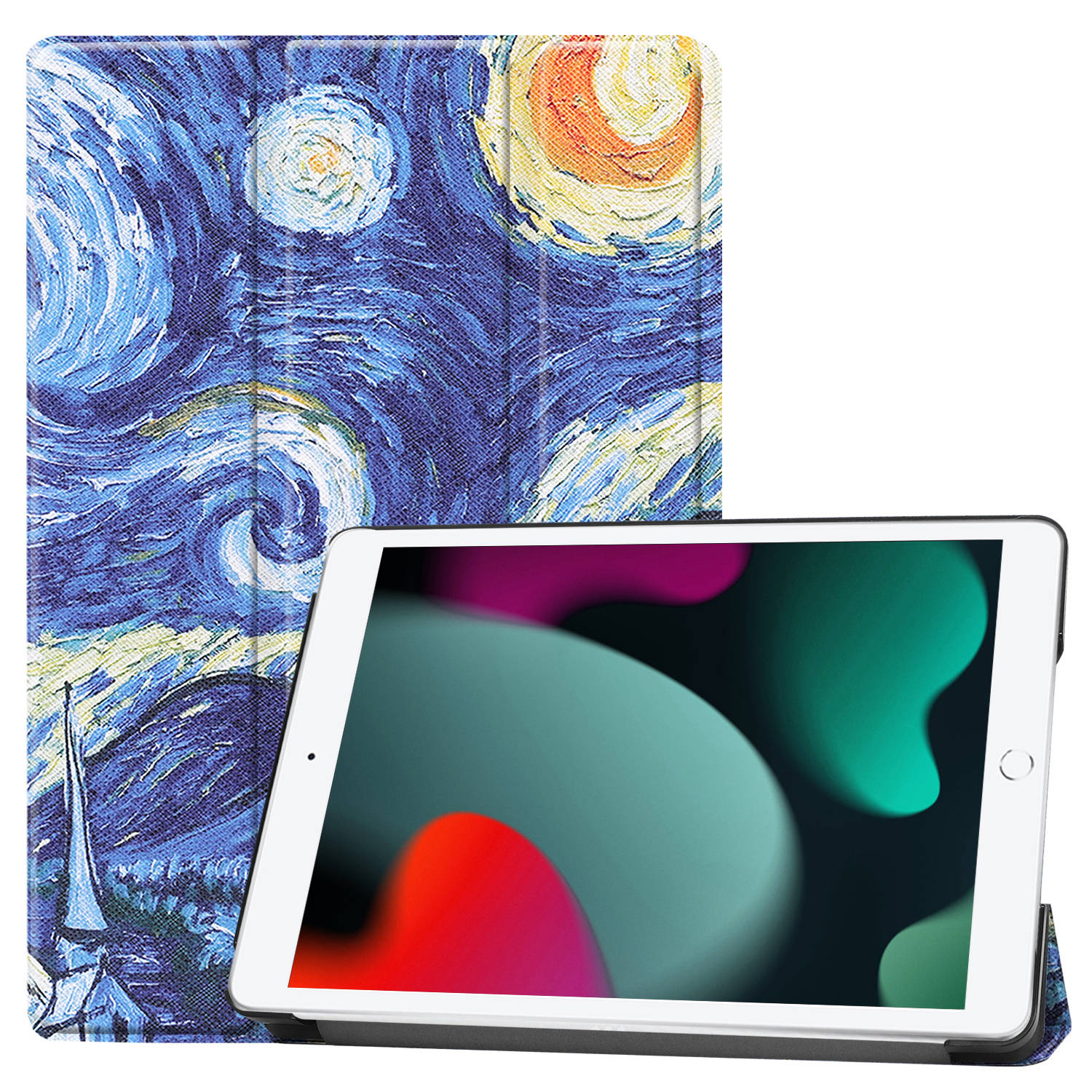 Basey iPad 10.2 2020 Hoes Book Case Hoesje - iPad 10.2 2020 Hoesje Hard Cover Case Hoes - Sterrenhemel