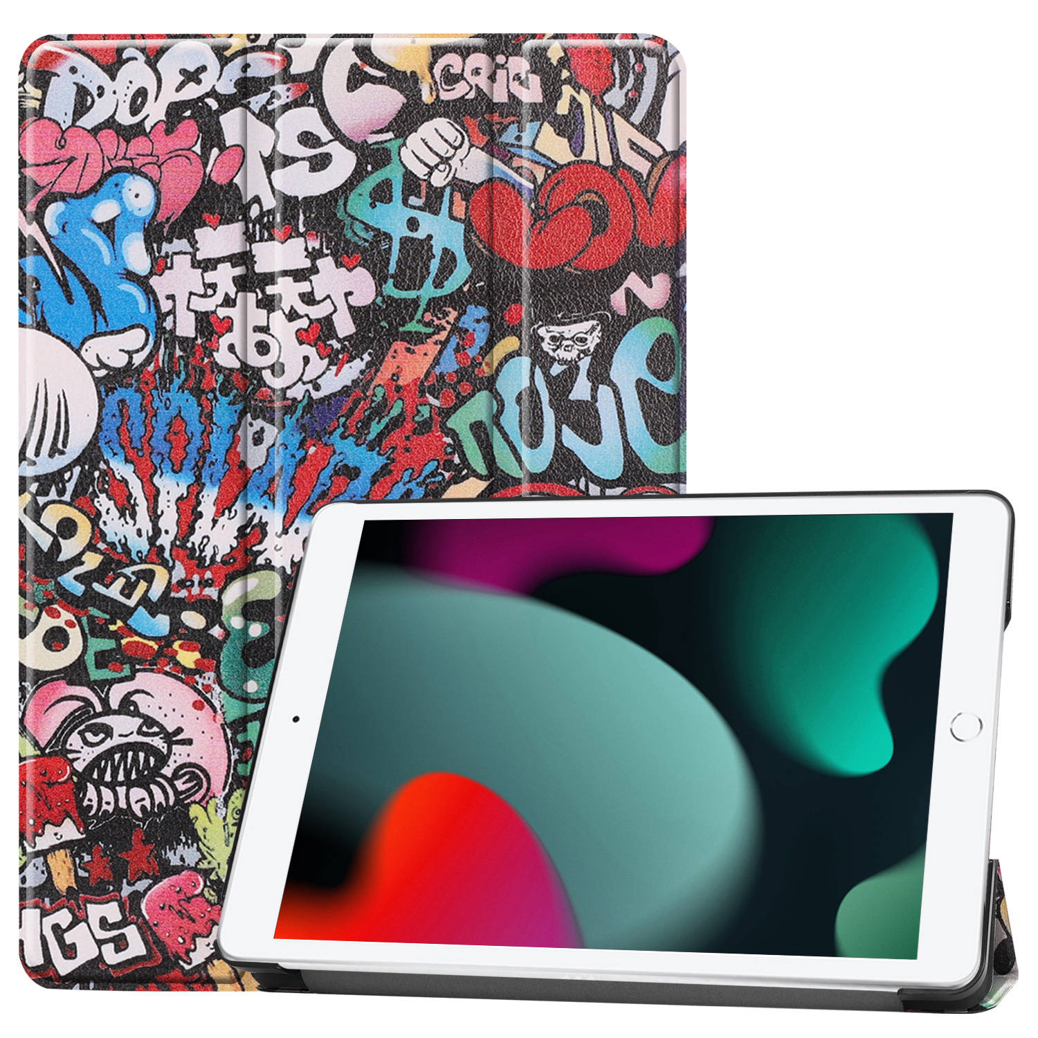 Basey iPad 10.2 2020 Hoes Book Case Hoesje - iPad 10.2 2020 Hoesje Hard Cover Case Hoes - Graffity