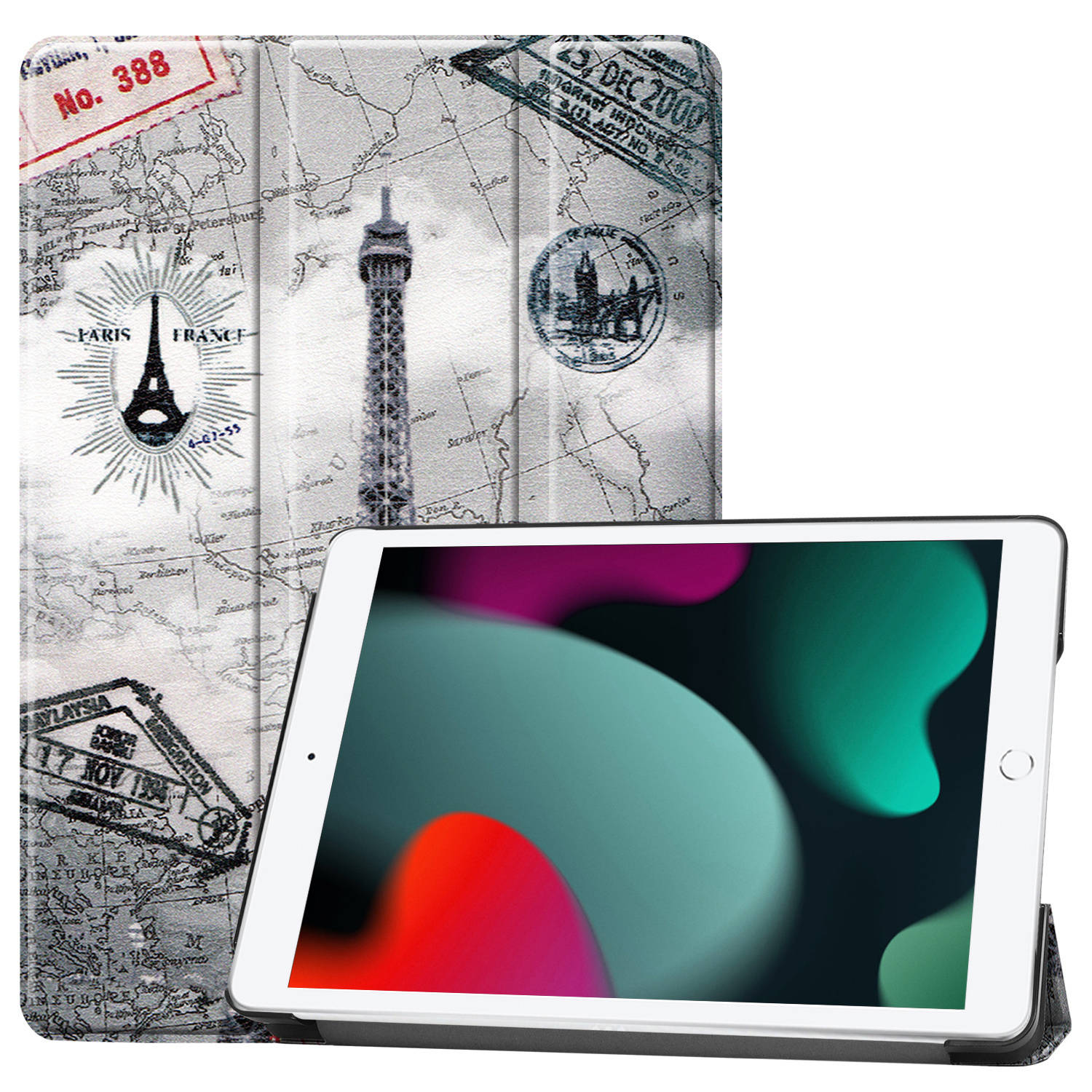 Basey iPad 10.2 2019 Hoes Book Case Hoesje - iPad 10.2 2019 Hoesje Hard Cover Case Hoes - Eiffeltoren