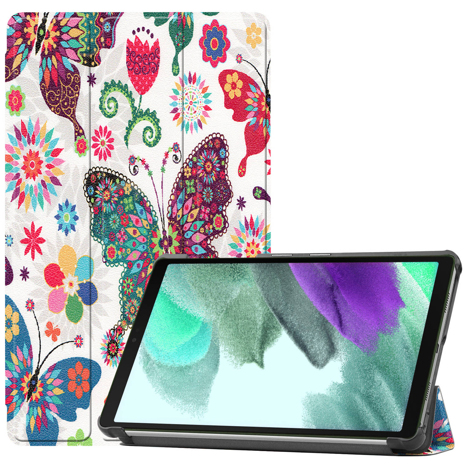 Basey Samsung Galaxy Tab S6 Lite Hoesje Kunstleer Hoes Case Cover Vlinder