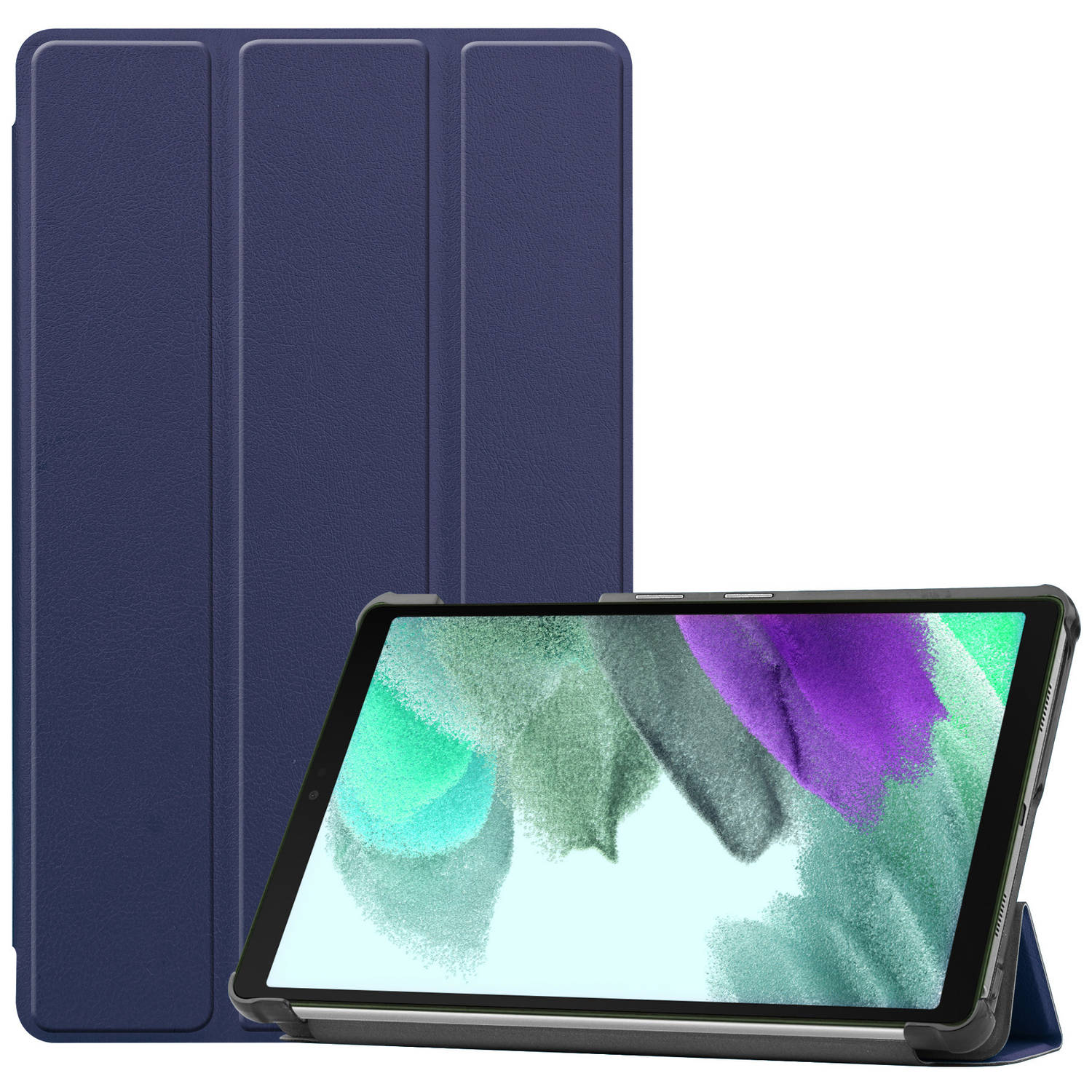 Basey Samsung Galaxy Tab S6 Lite Hoesje Kunstleer Hoes Case Cover -Donkerblauw