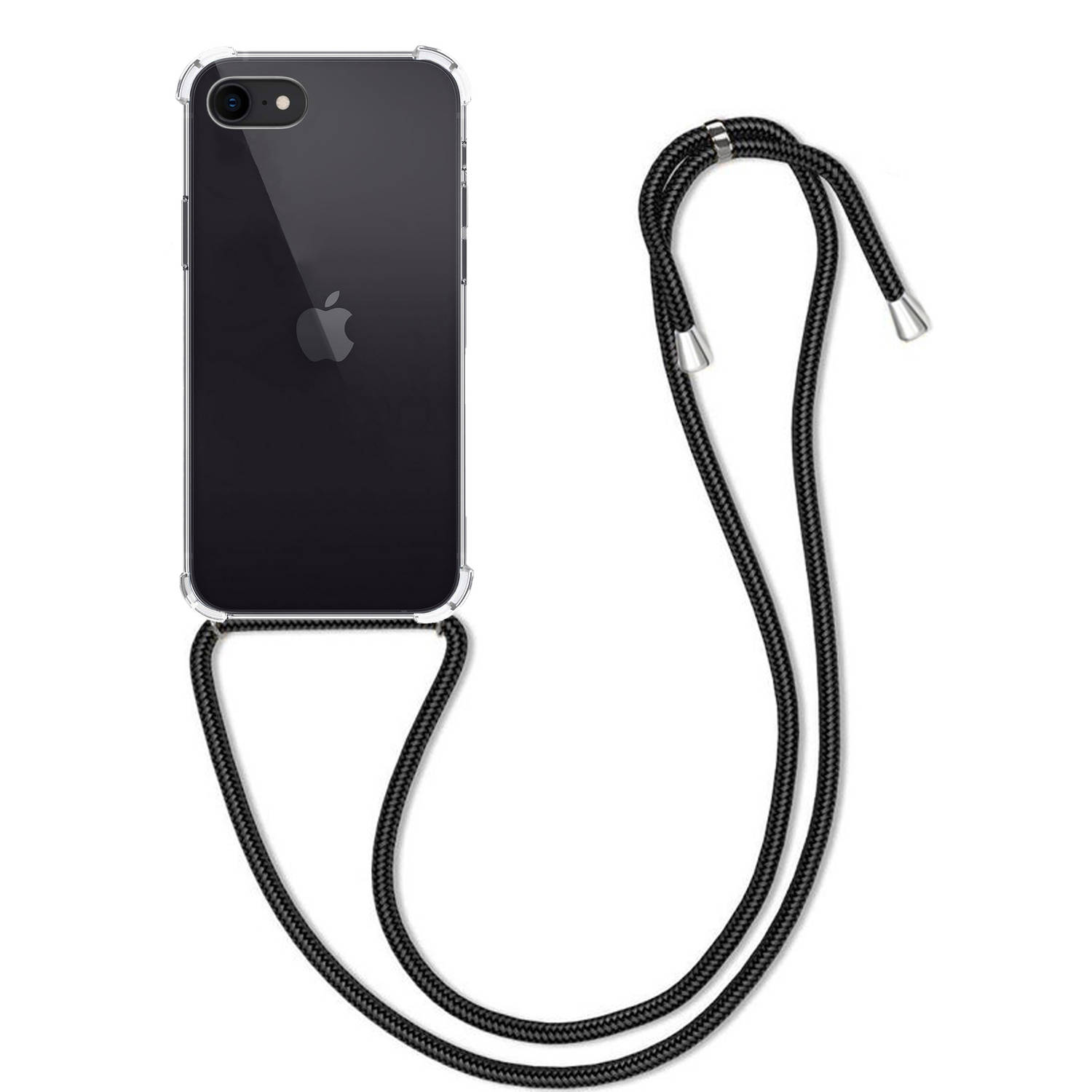 Basey iPhone SE 2020 Hoesje Met Koord Hoes Siliconen Case - Transparant