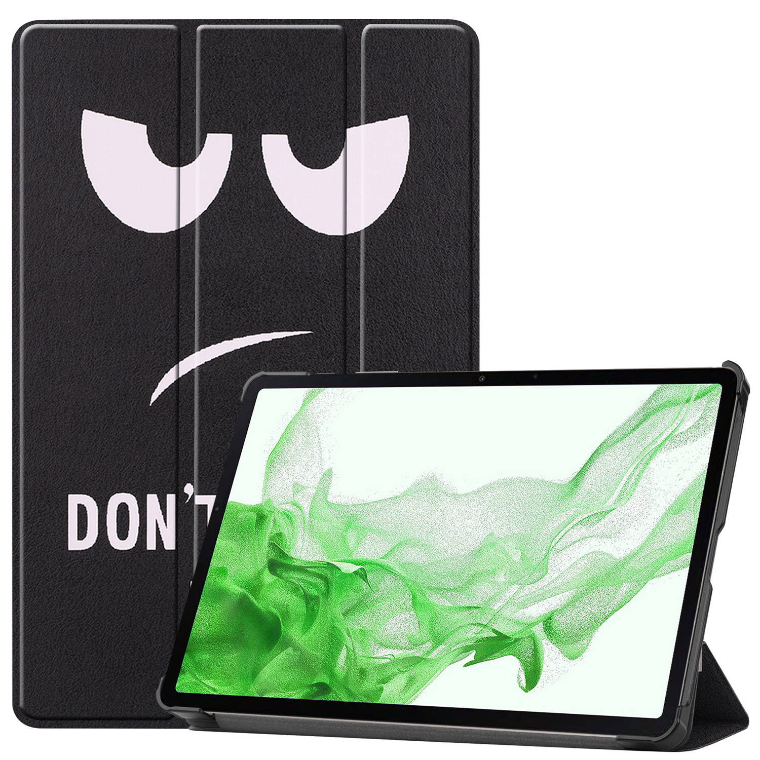 Basey Samsung Galaxy Tab S8 Ultra Hoesje Kunstleer Hoes Case Cover Don't Touch Me