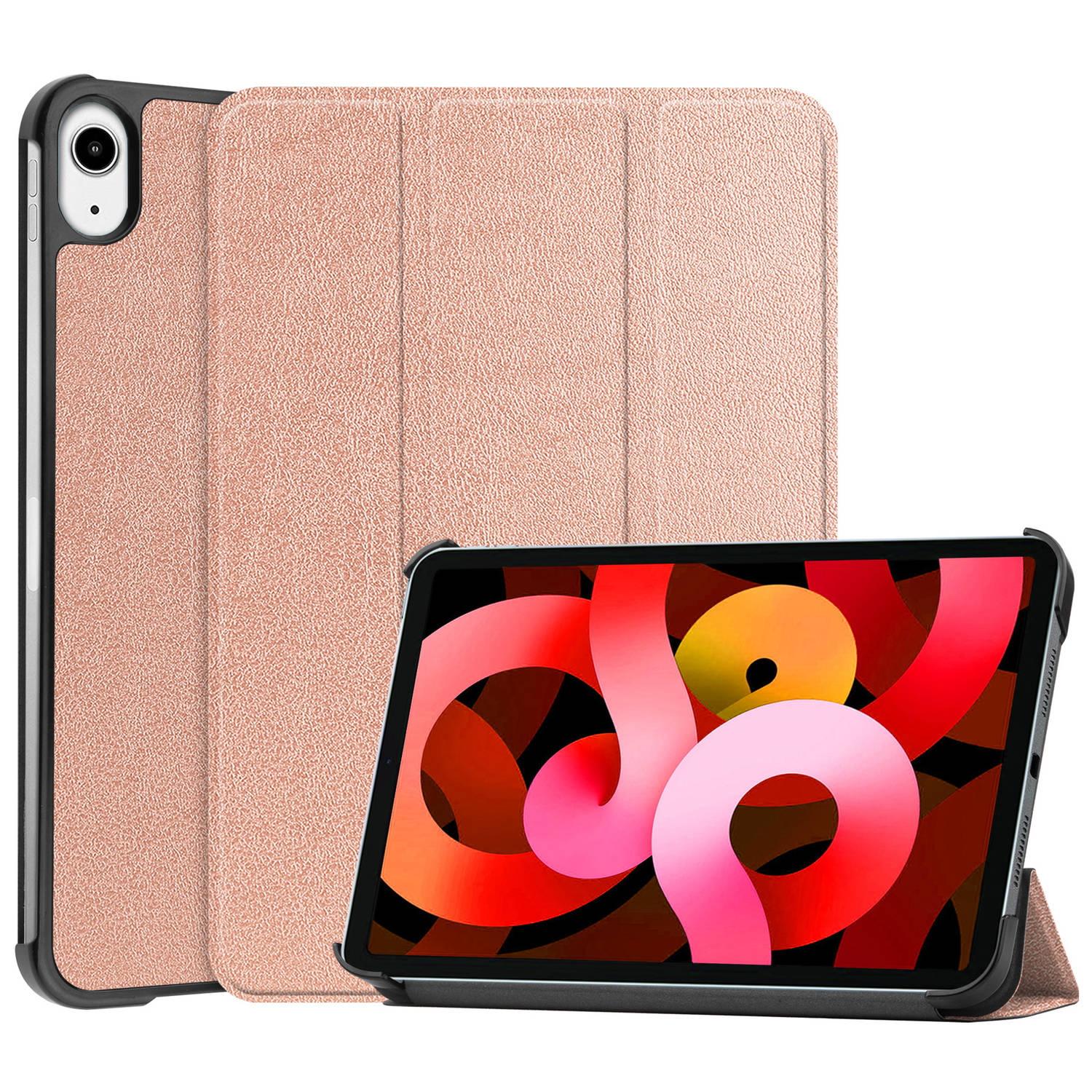 Basey iPad Air 2022 (5e generatie) Hoesje Kunstleer Hoes Case Cover iPad Air 2022 (5e generatie)-Rose goud