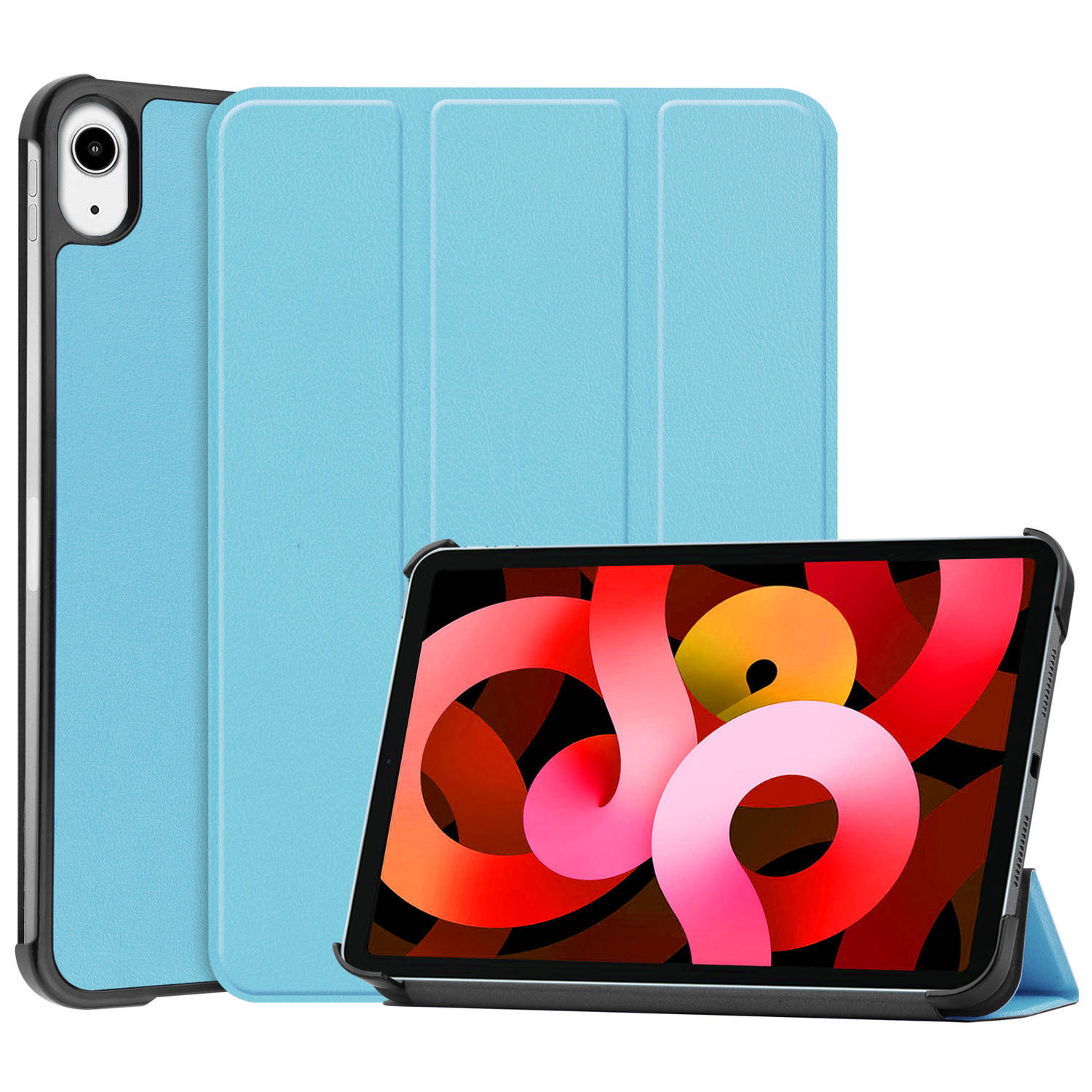 Basey iPad Air 2022 (5e generatie) Hoesje Kunstleer Hoes Case Cover iPad Air 2022 (5e generatie)-Lichtblauw