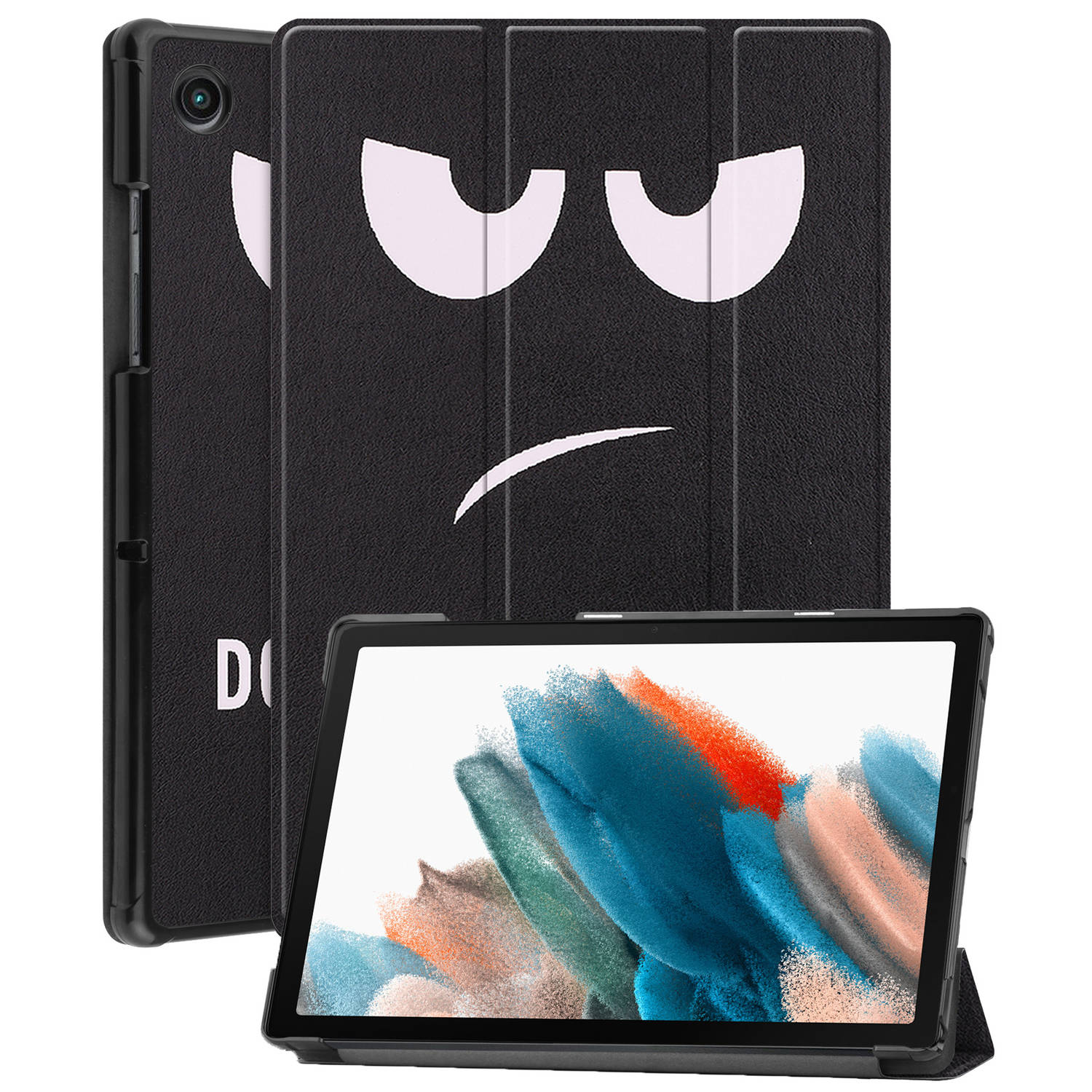 Basey Samsung Galaxy Tab A8 Hoesje Kunstleer Hoes Case Cover Don't Touch Me