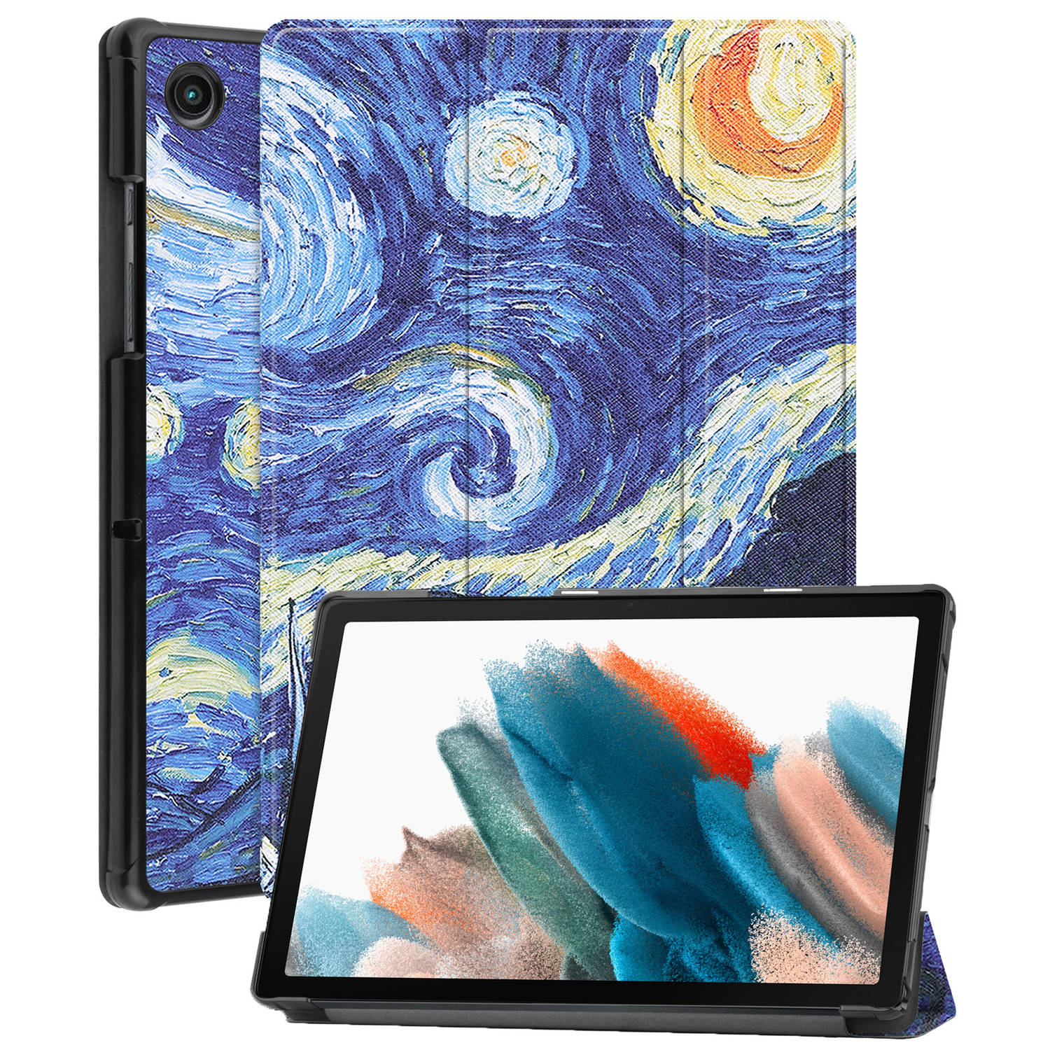 Basey Samsung Galaxy Tab A8 Hoesje Kunstleer Hoes Case Cover -Sterrenhemel