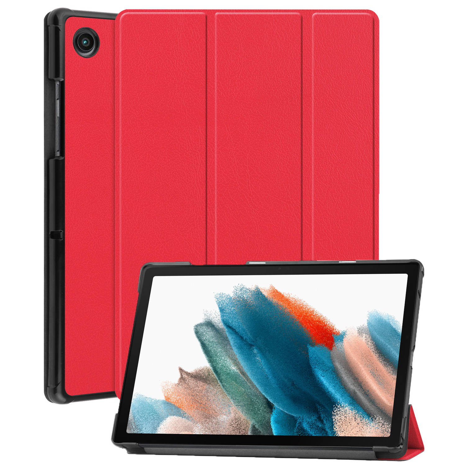 Basey Samsung Galaxy Tab A8 Hoesje Kunstleer Hoes Case Cover Samsung Galaxy Tab A8-rood